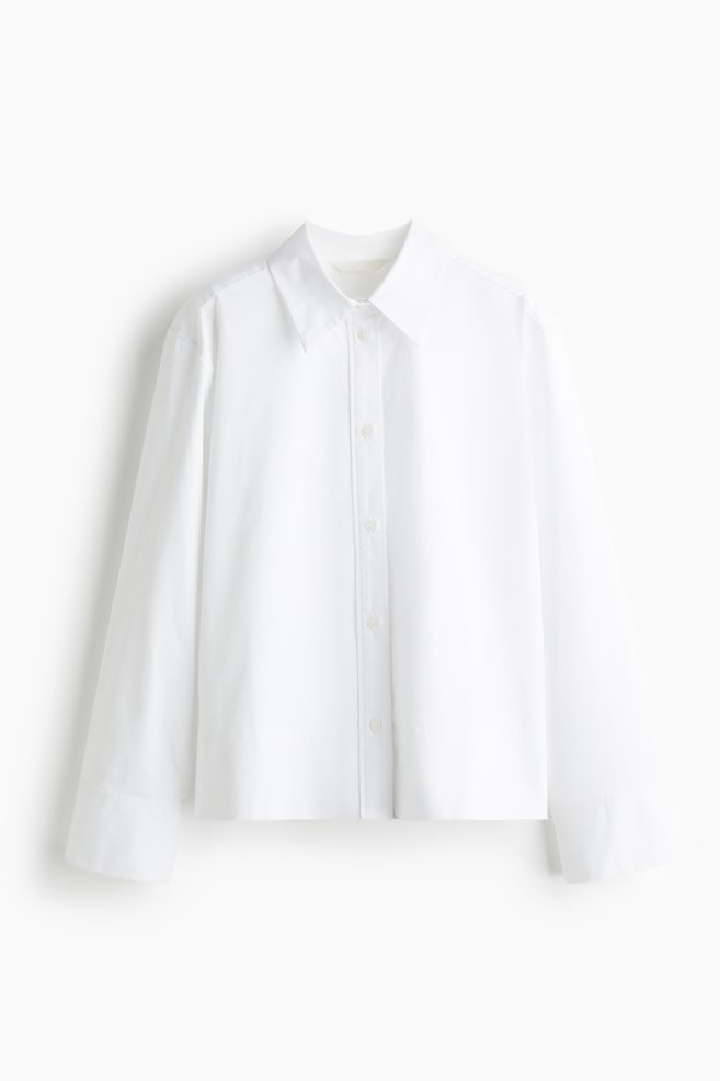 Oversized Cotton Shirt - White - 1