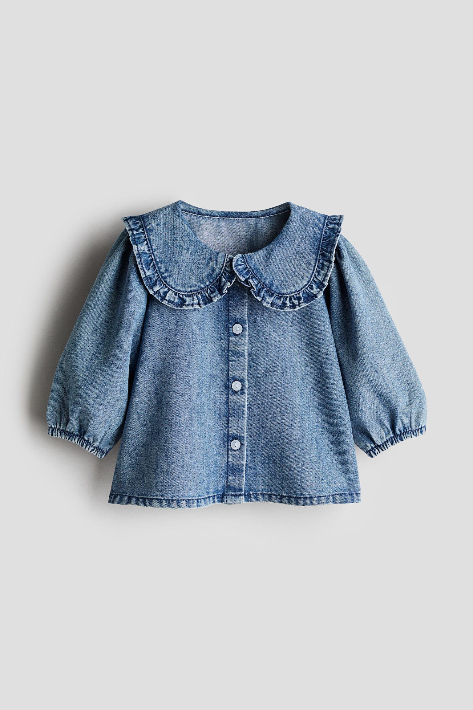 Collared blouse - Denim blue/Cream/Floral - 1