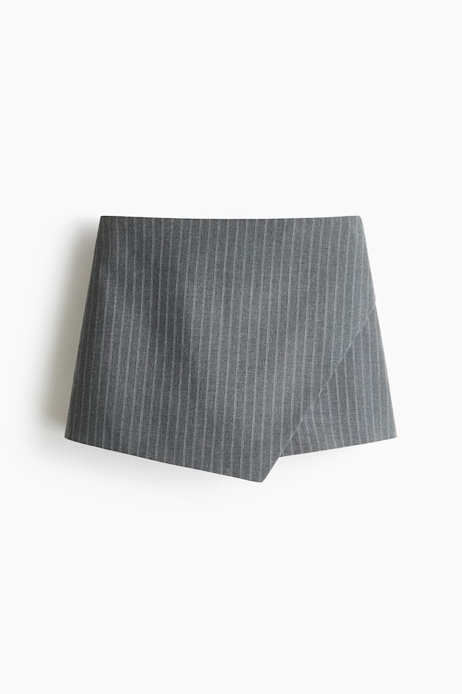 Wrap Skort - Gray/pinstriped/Black/Burgundy - 1