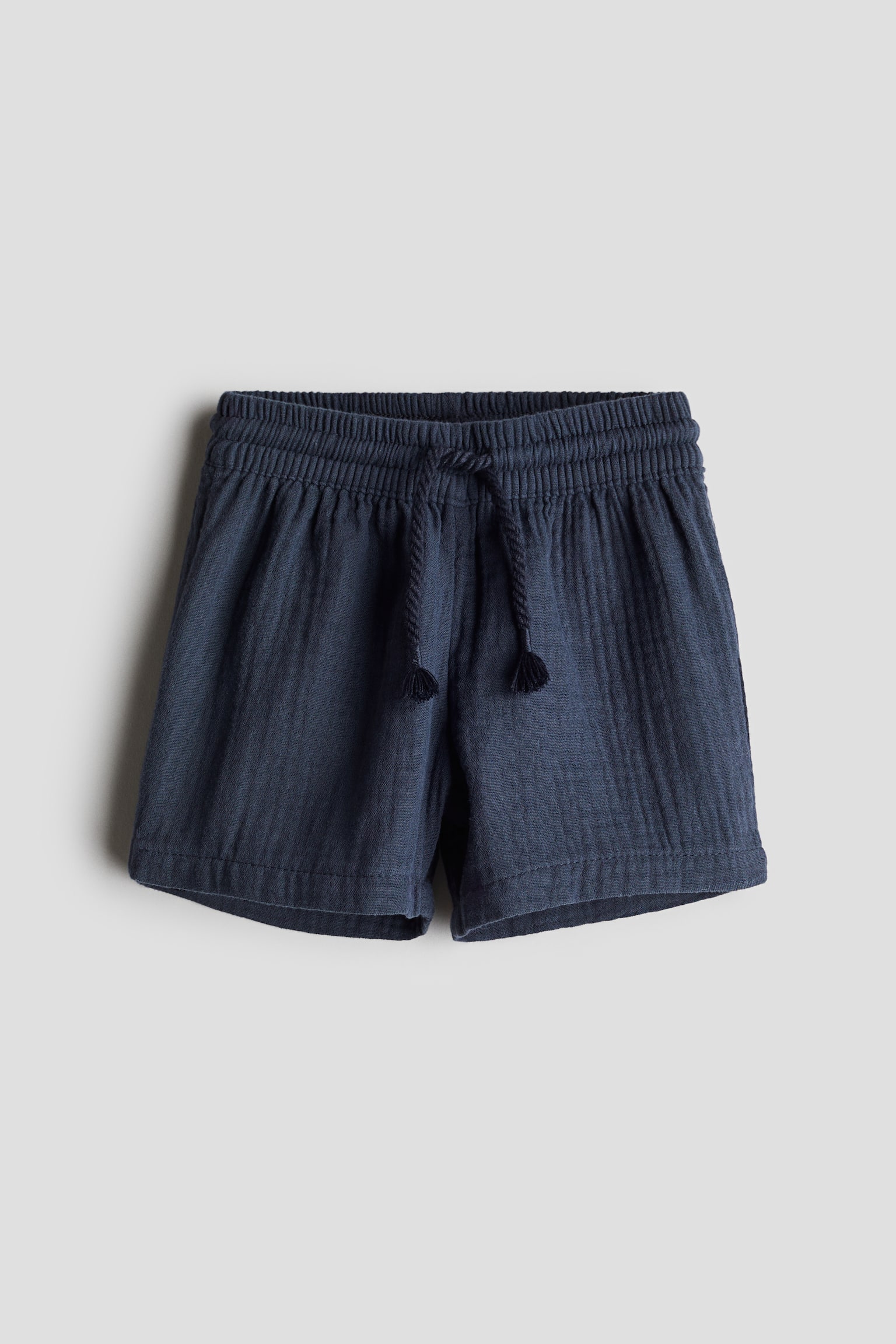 Cotton muslin shorts - Navy blue - 1