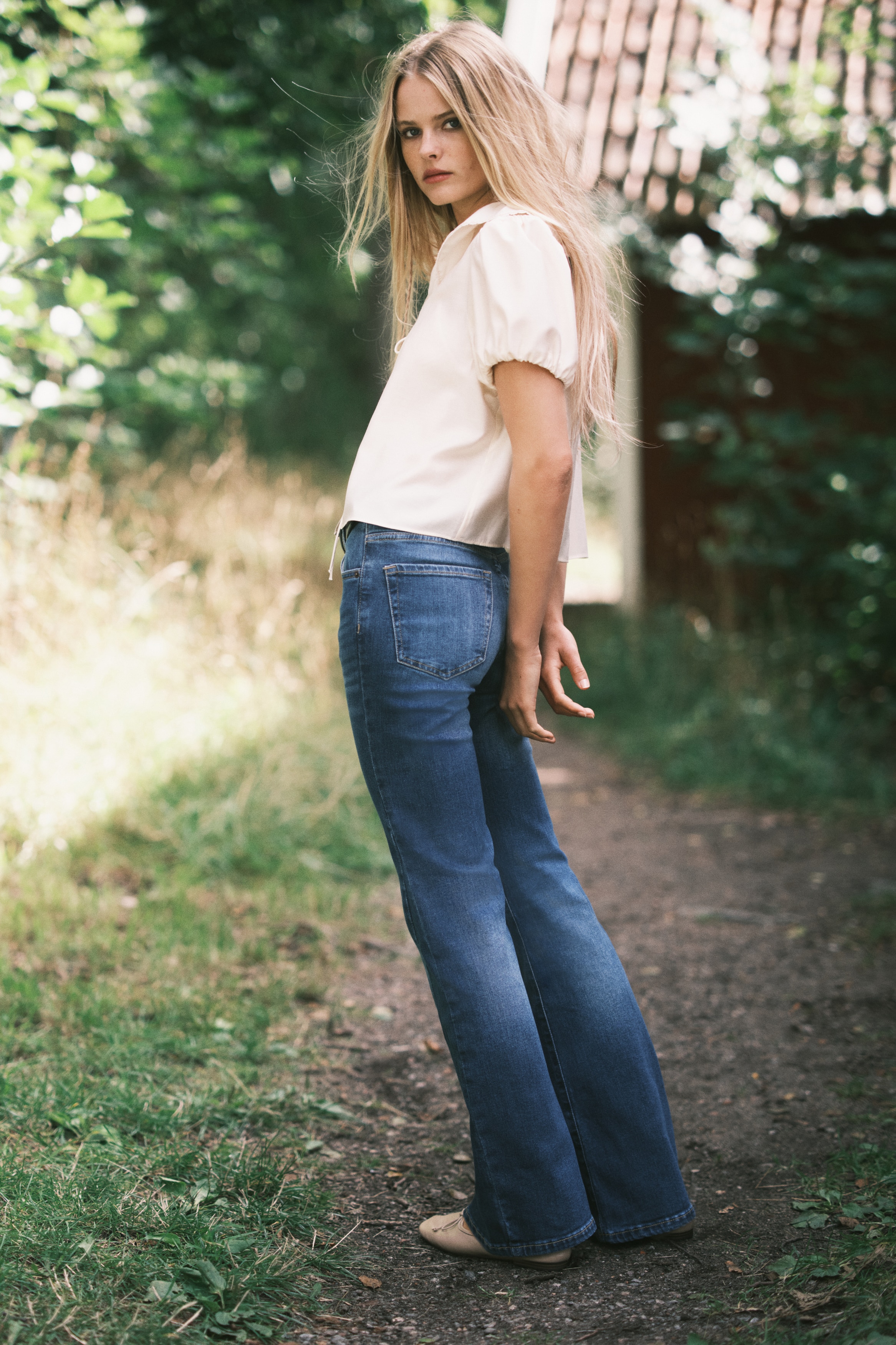 Tie-front blouse