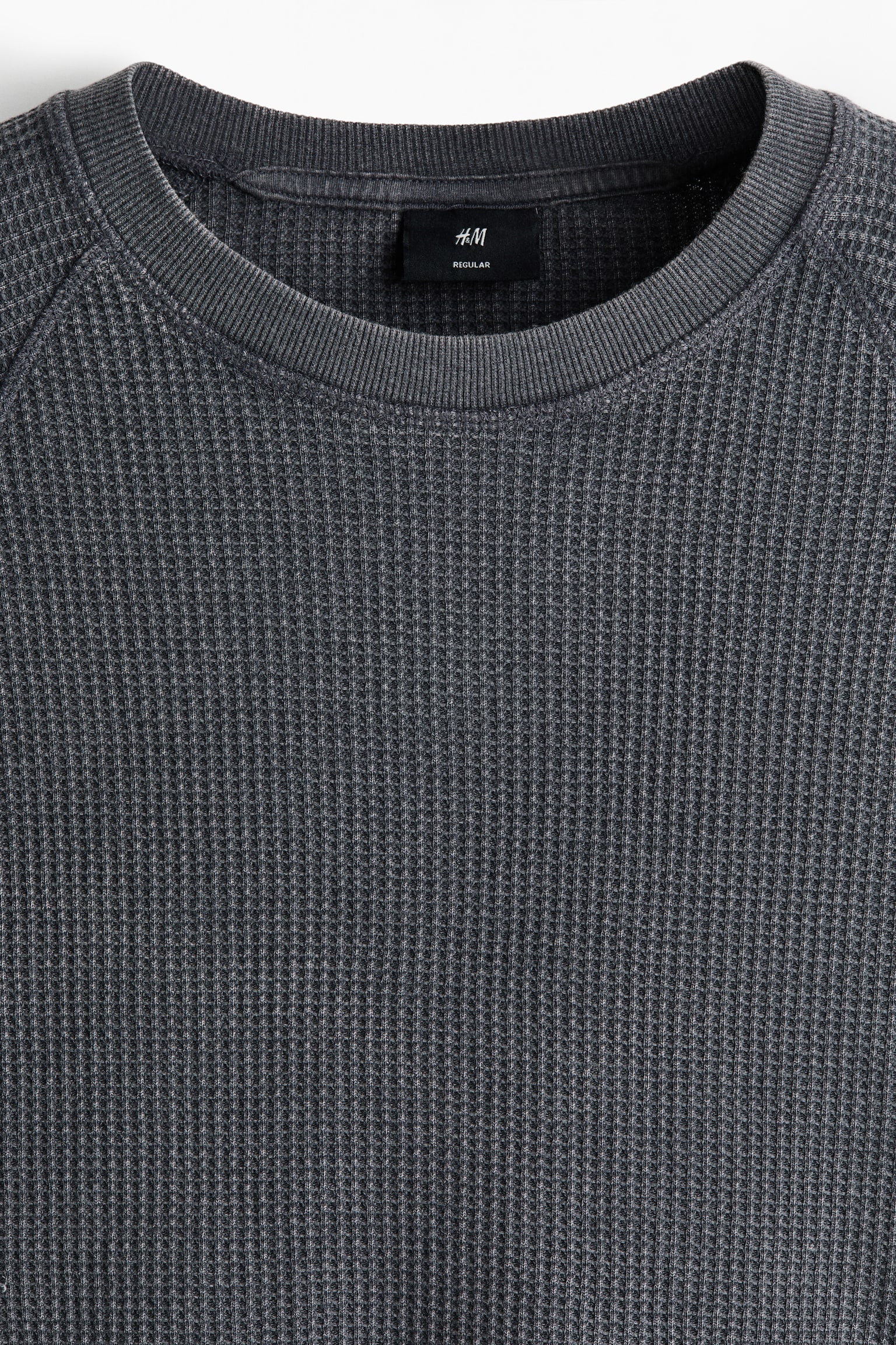 Мужская рубашка H&M Regular-Fit Waffled, цвет: Тёмный серый — фото 6
