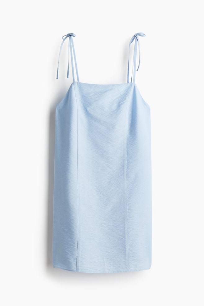Tie-strap dress - Light blue/Light beige/Patterned - 1