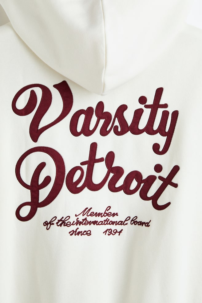 Oversized Fit Zip-through hoodie - Cream/Varsity Detroit/Black/Varsity Detroit - 2