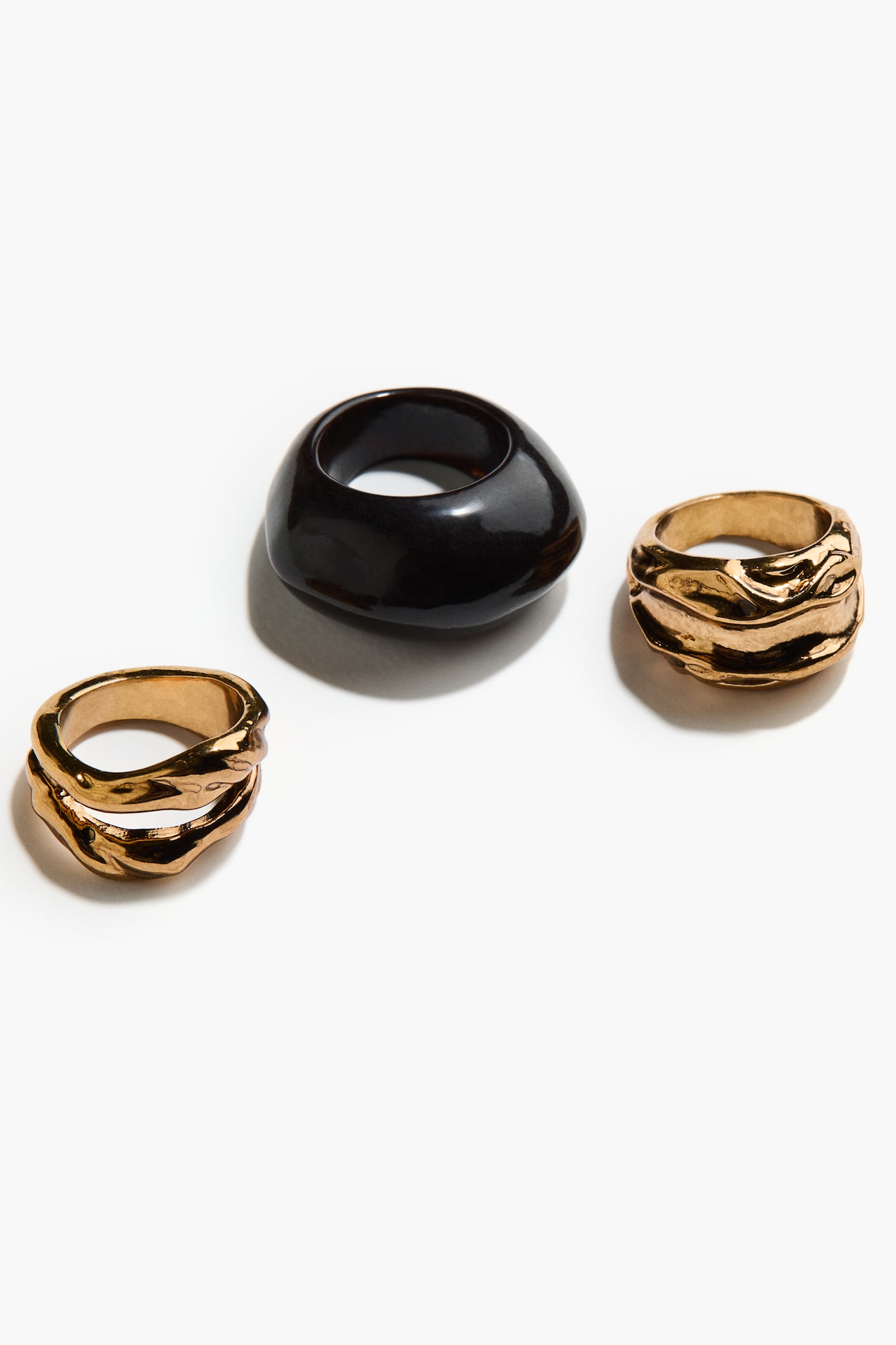 3-pack ring - Guld/Svart - 2