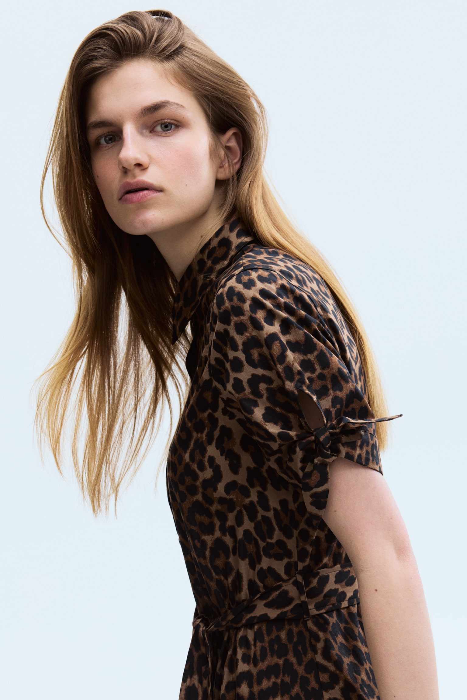 Short-sleeved shirt dress - Beige/Leopard print/Navy blue/Striped/Cream/Floral - 5