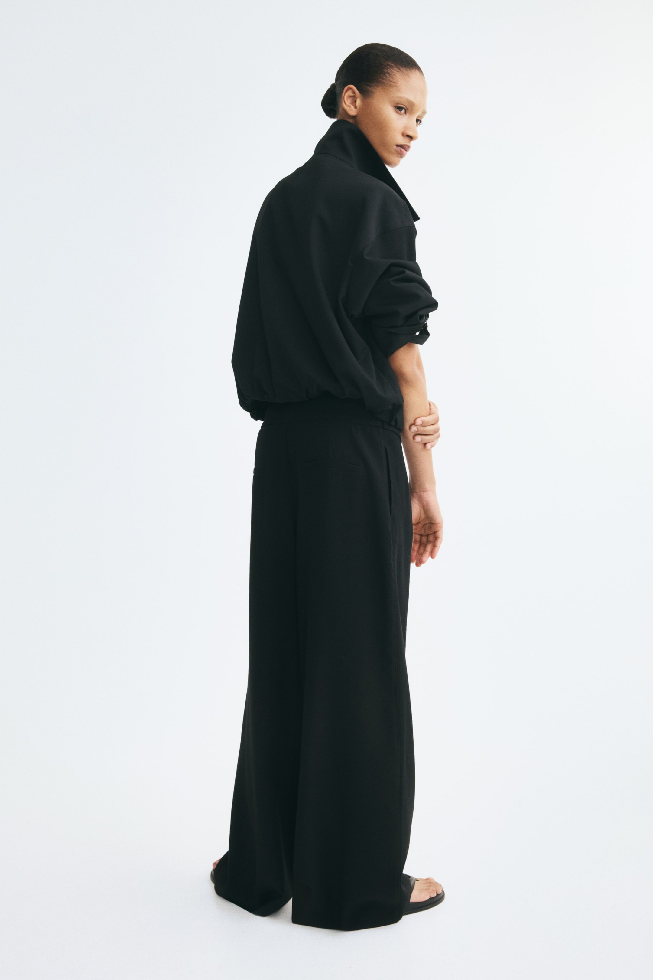 Wide-Leg Pants with Buckle Details