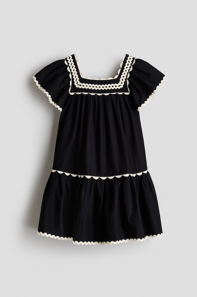 Tiered cotton dress - Black - 1