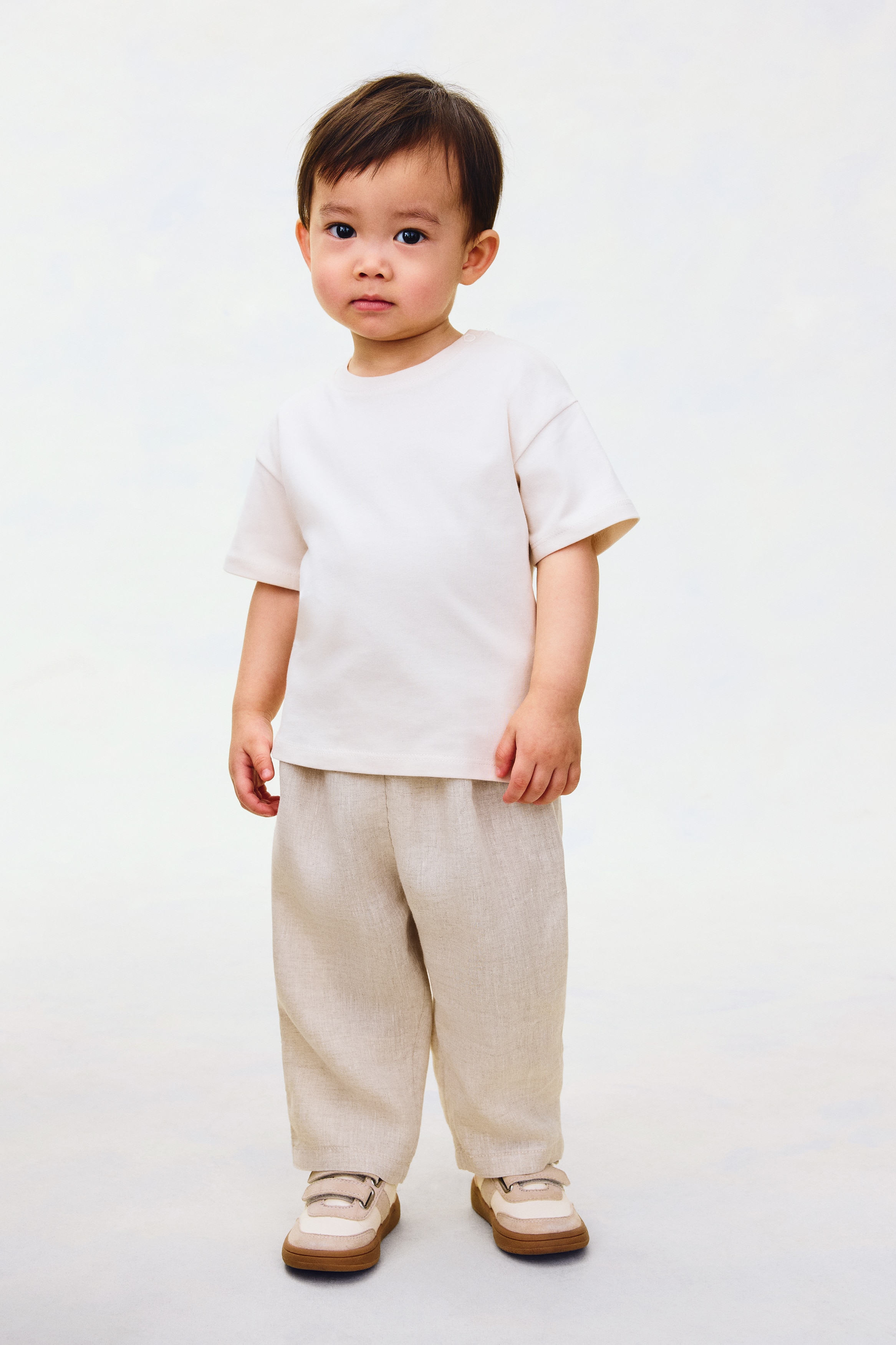 Linen trousers - Lichtbeige/Bruin