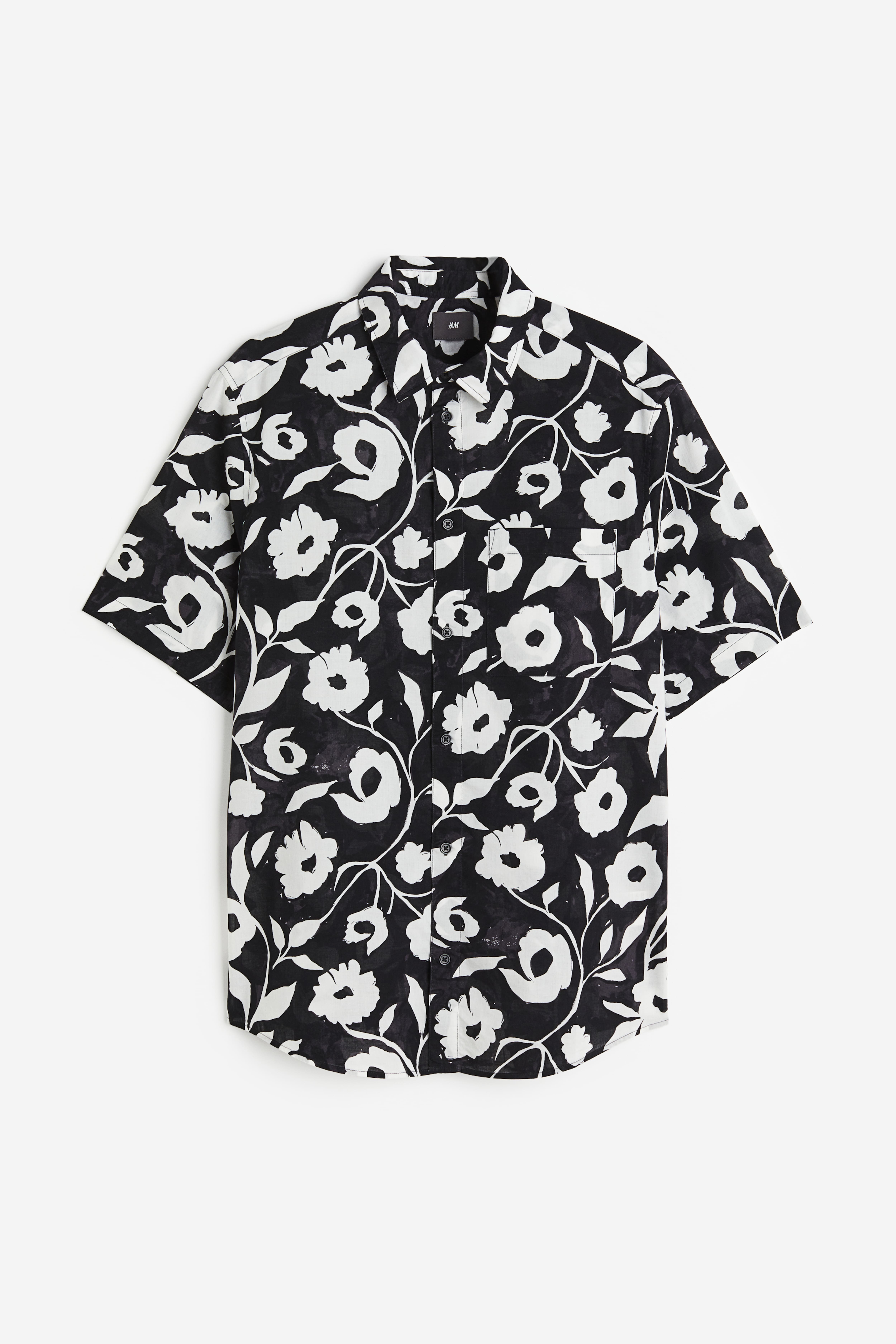 H&m black floral shirt hotsell