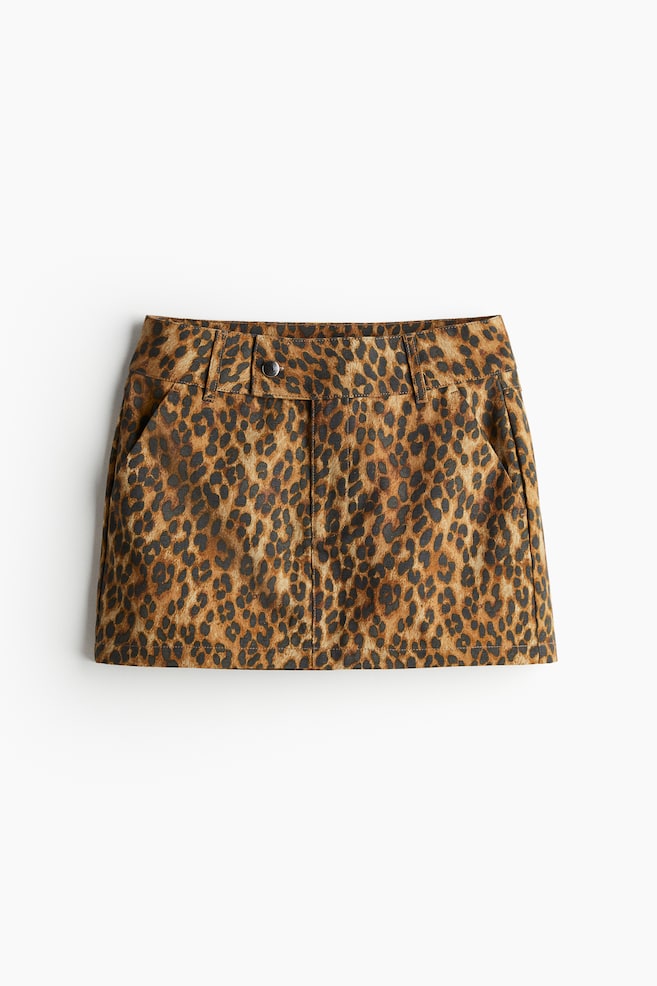 Cotton mini skirt - Beige/Leopard print - 1