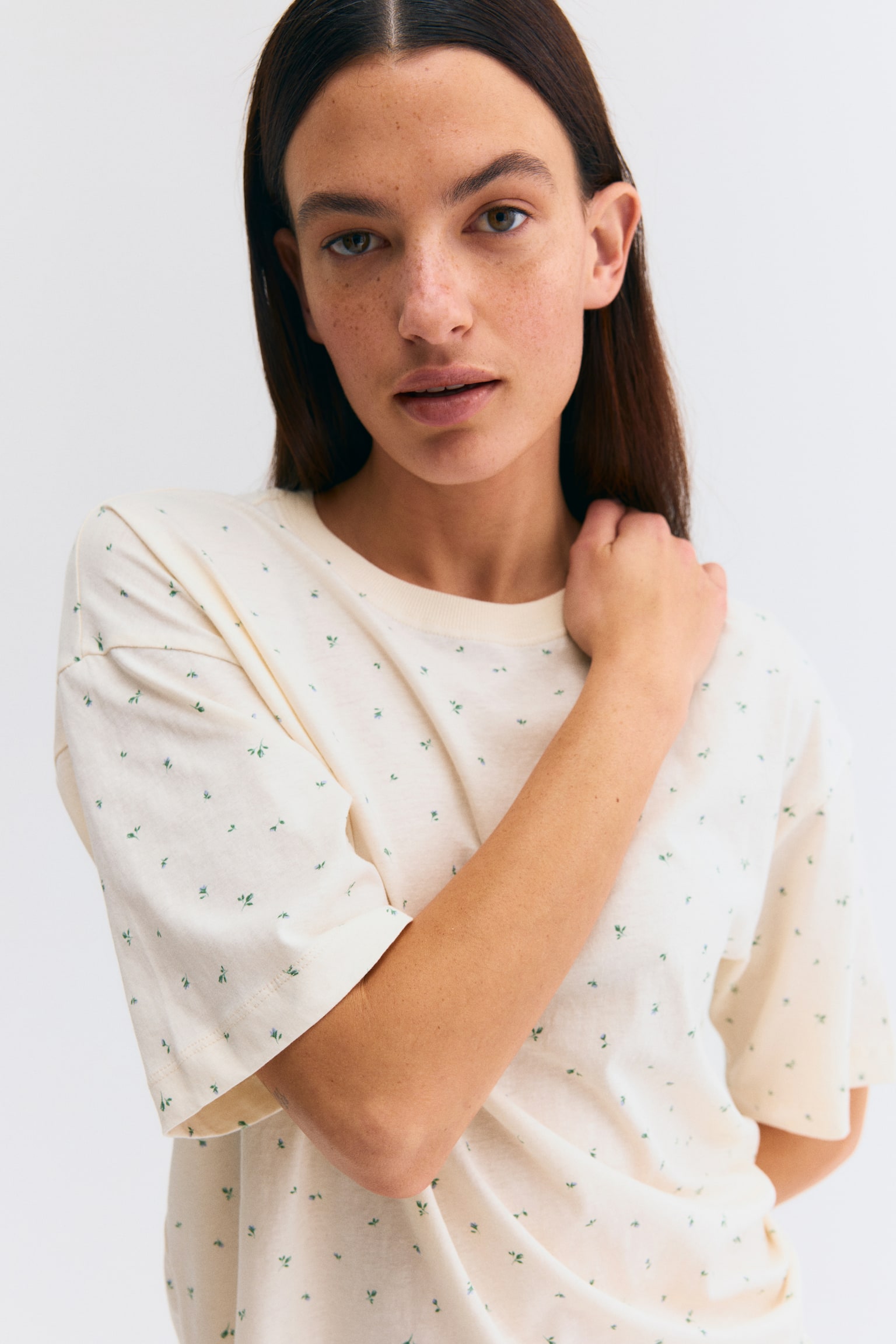 MAMA Before & After Cotton pyjamas - Cream/Blue floral/Light pink/Hearts - 3