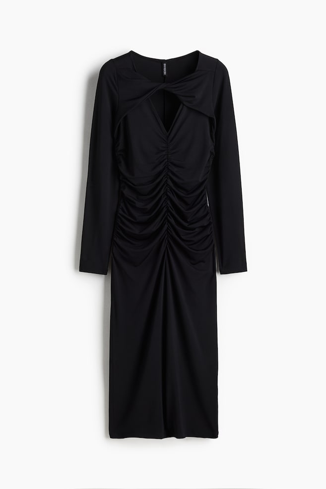 Drapiertes Jerseykleid - Schwarz - 1