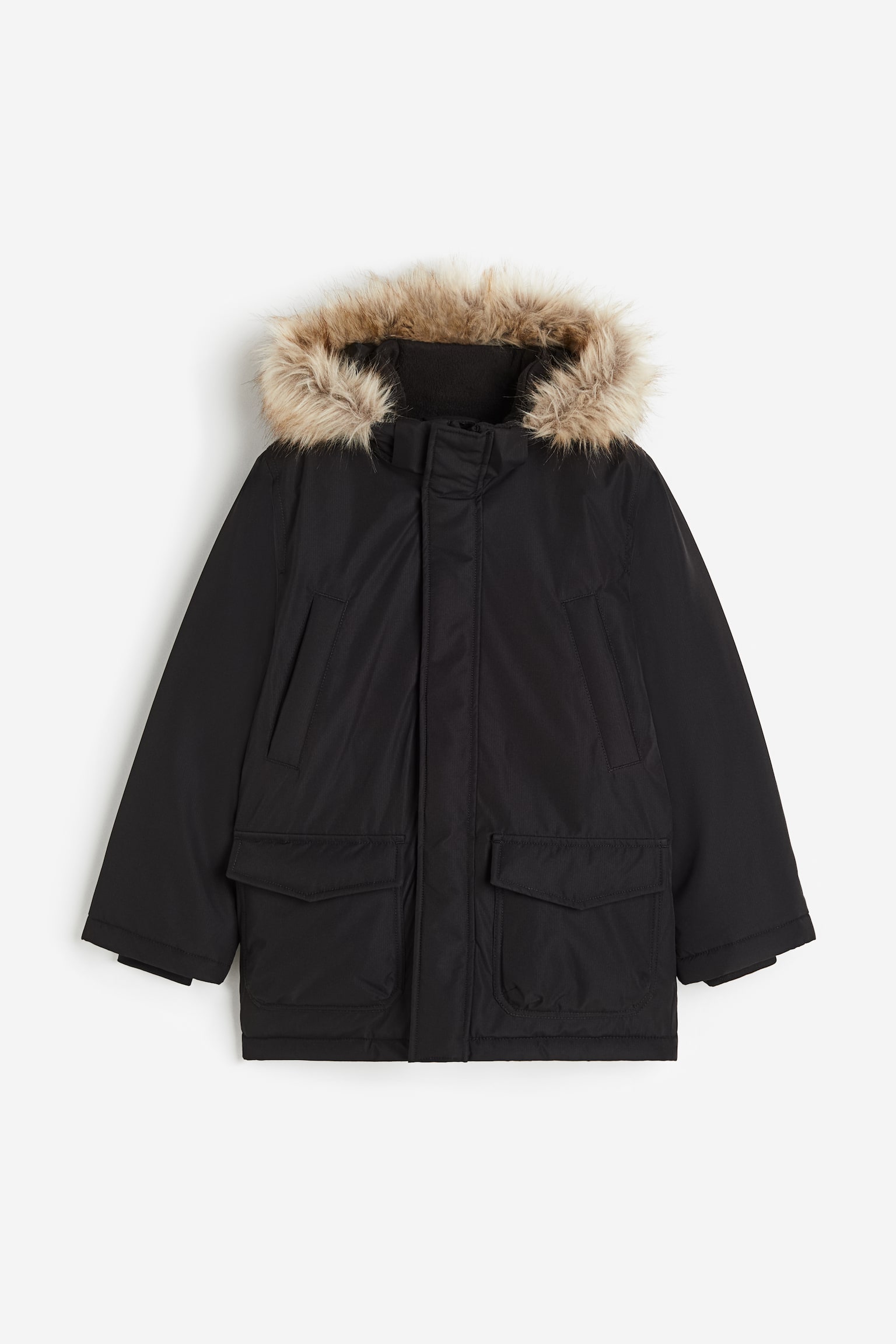 Water Repellent Parka - Black/Dark khaki green - 1