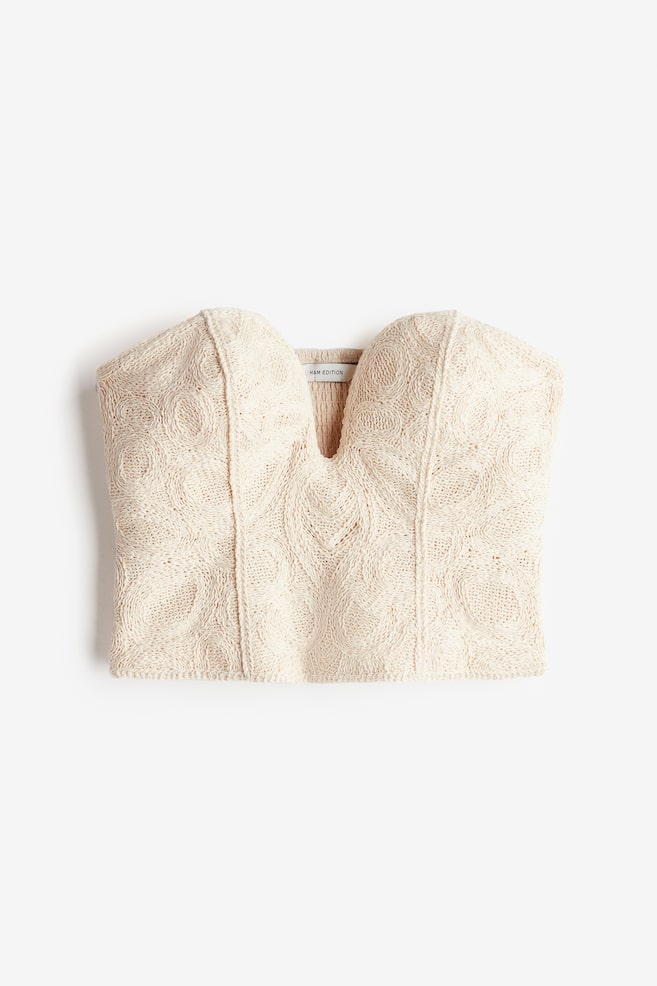 Top bustier efecto crochet - Crema - 1
