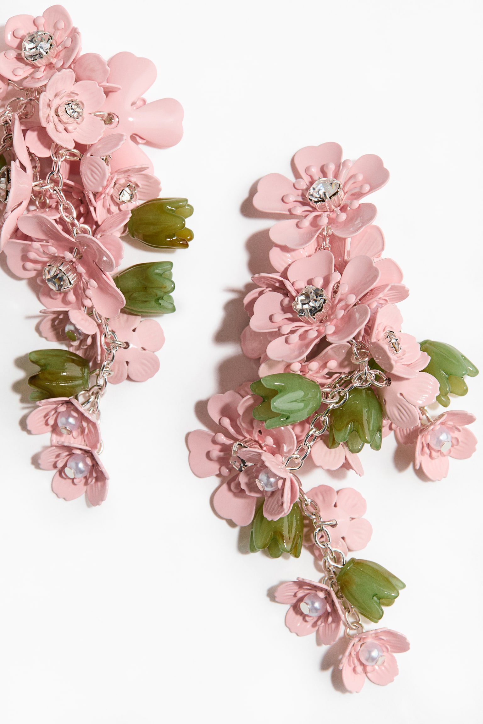 Женские серьги H&M Flower-Detail Cluster, цвет: Пыльный розовый — фото 3