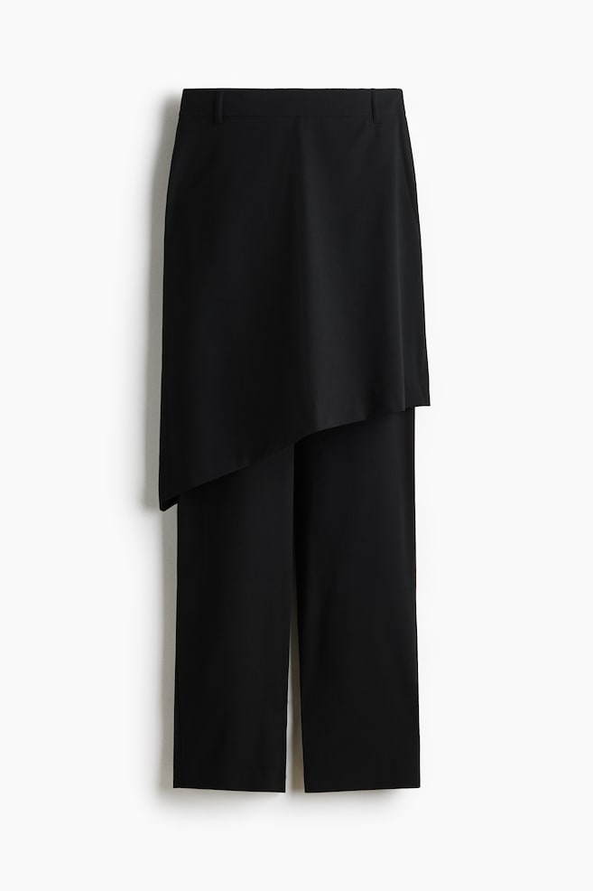 Gerade Hose mit Rockteil - Schwarz - 1