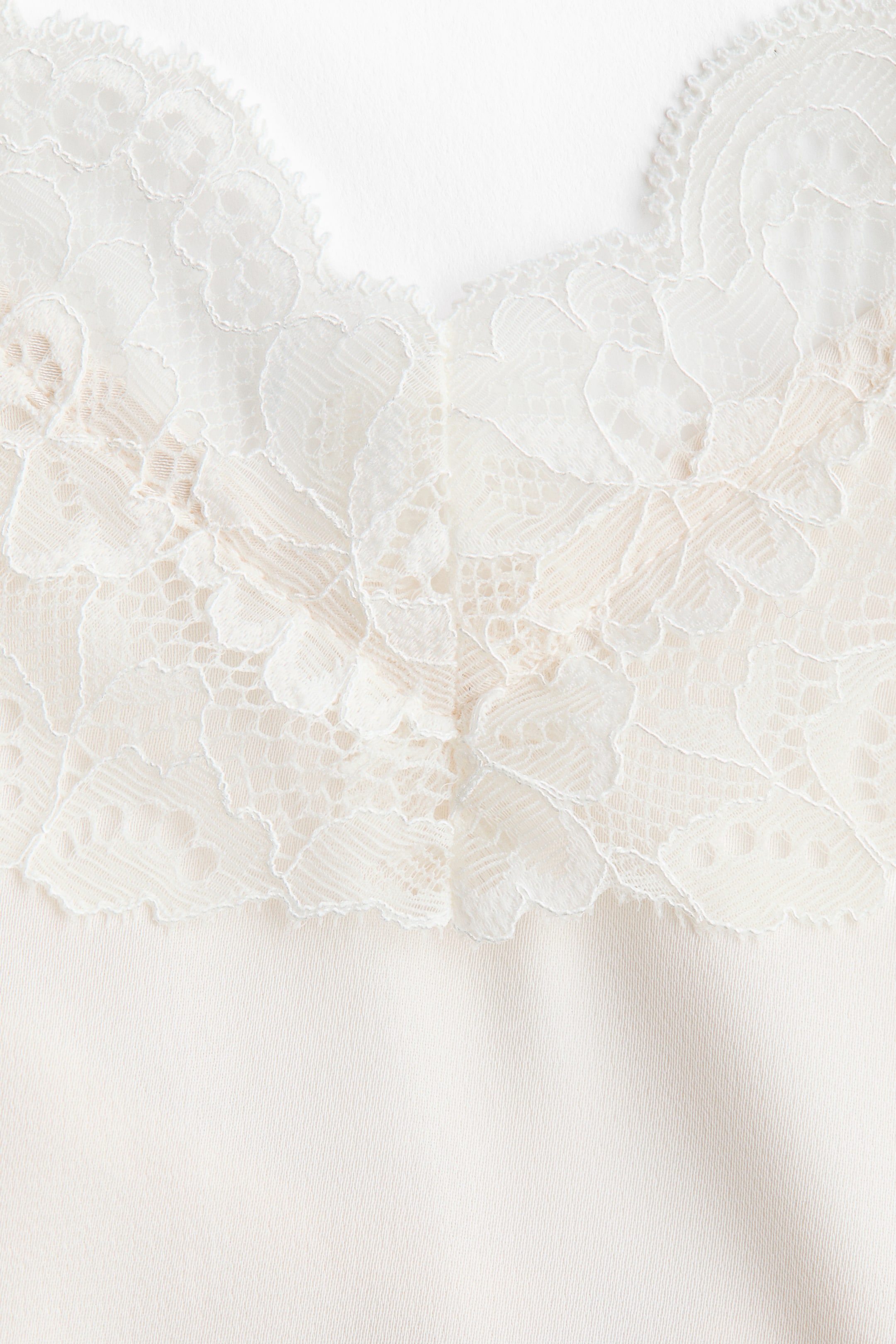 Se større billede: Kjole i satin med blondebånd - Hvid - DAME | H&M DK 2