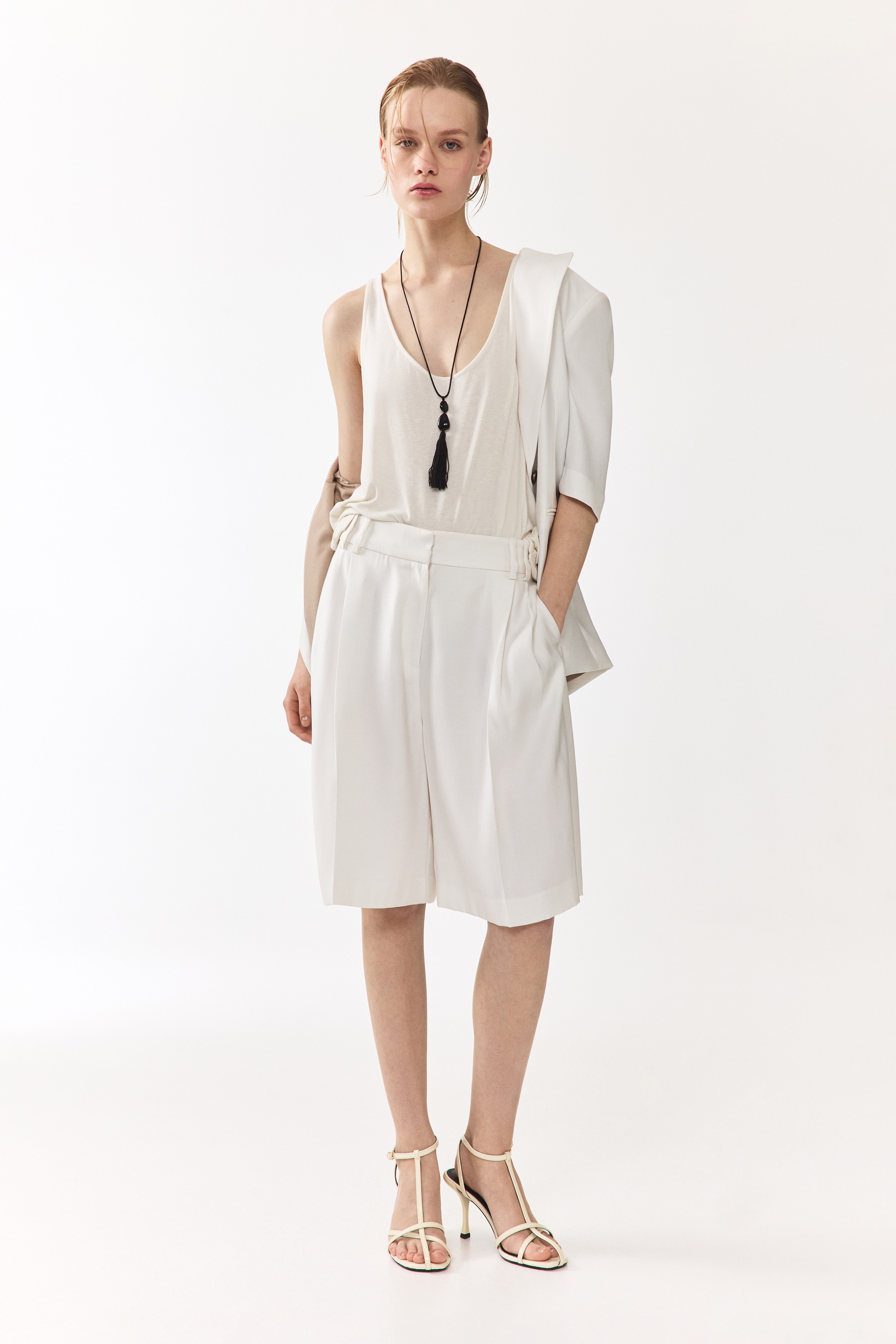 Women's White High Waisted Shorts