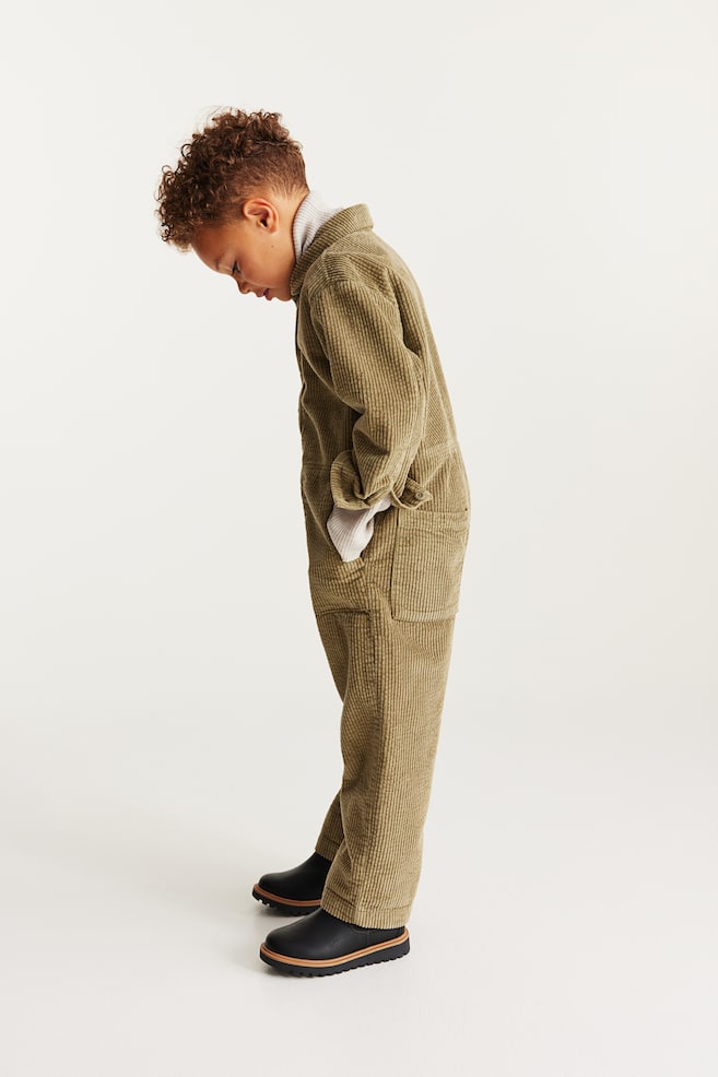 Corduroy all-in-one suit - Khaki green - 2