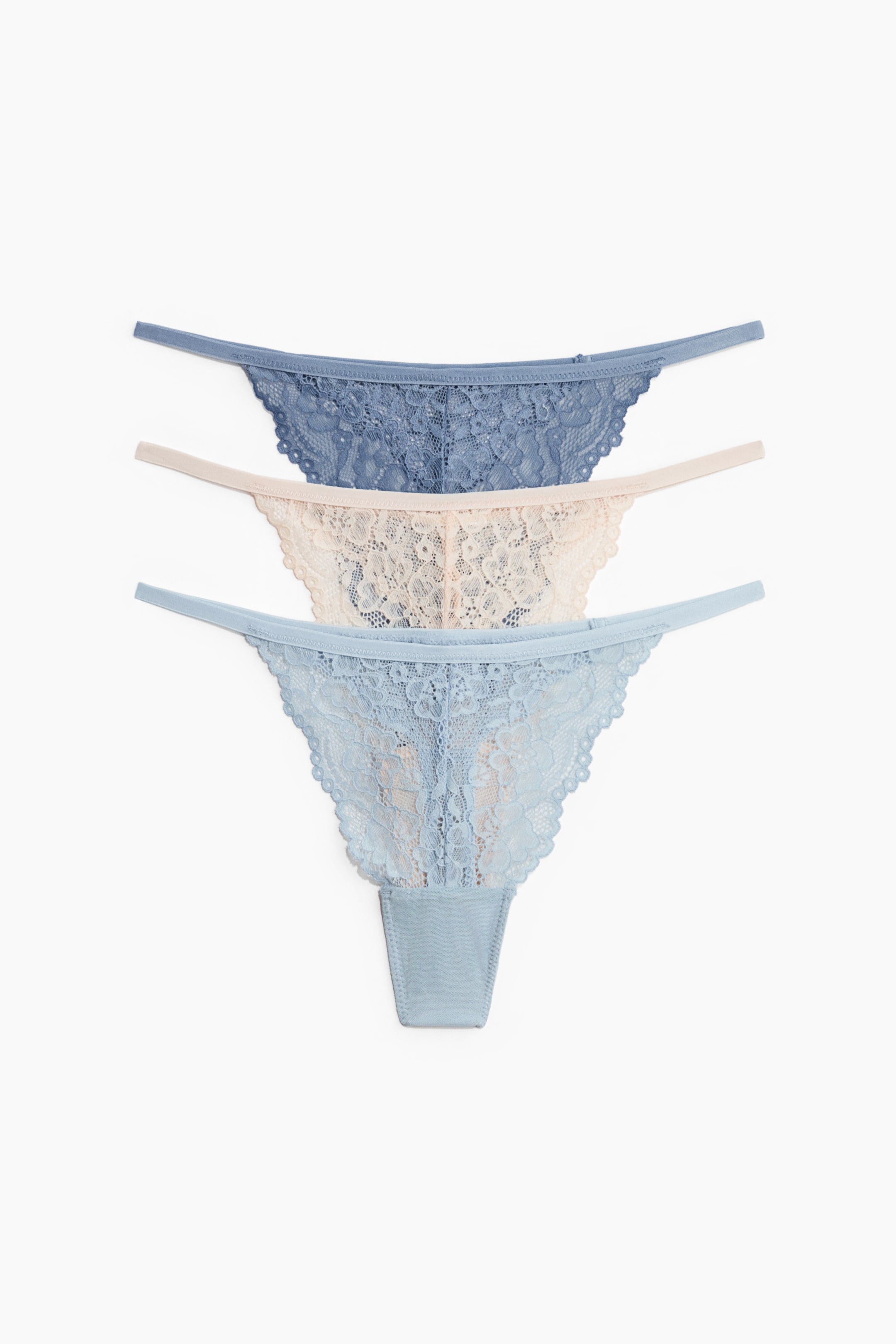 View larger image: 3-pack lace tanga thong briefs - Blue/Powder pink - Ladies | H&M IN 1
