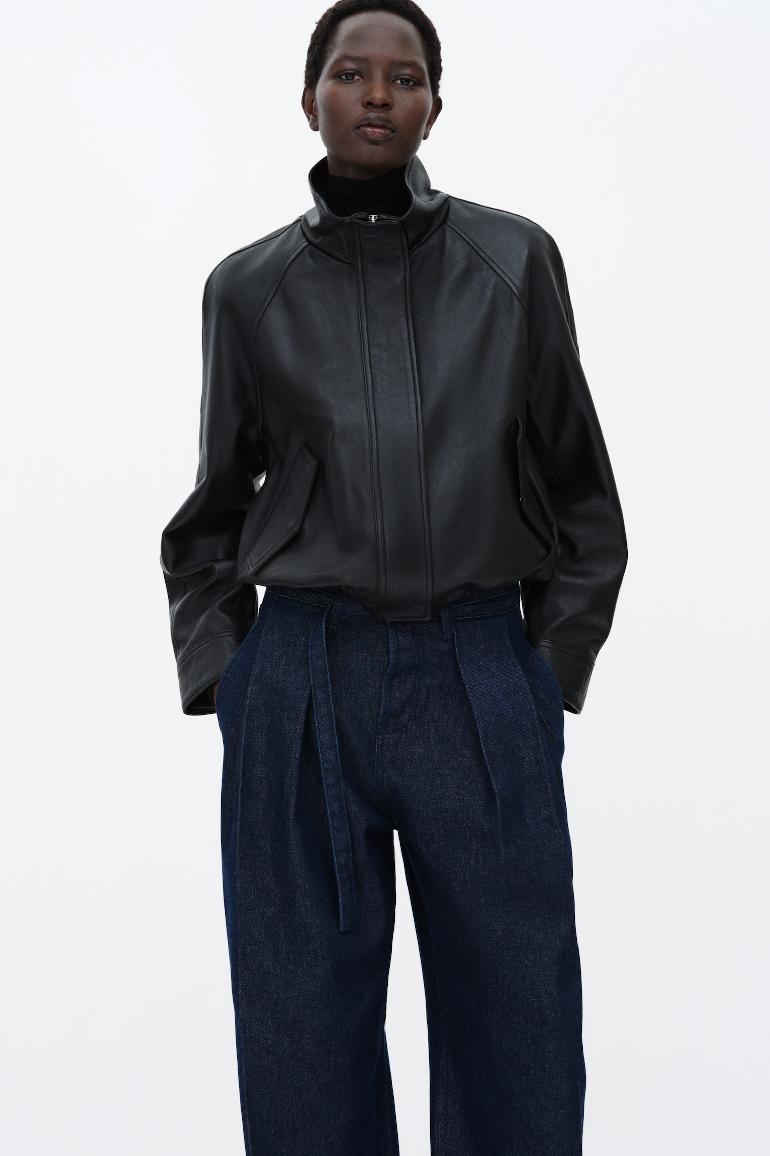 Женские джинсы H&M Barrel-Leg High-Waist, цвет: Тёмный джинсовый синий — фото 3