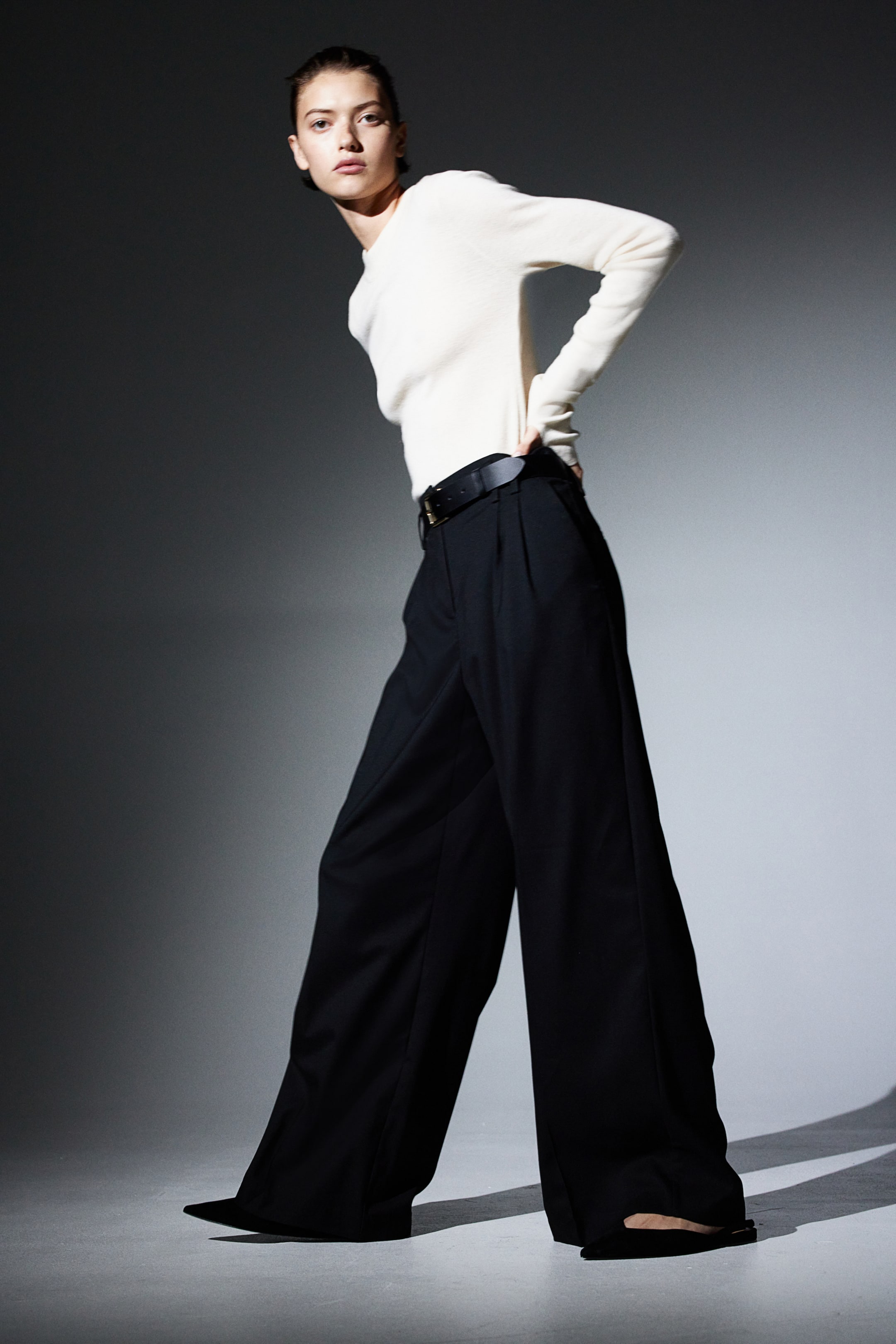 Wide-leg Twill Pants