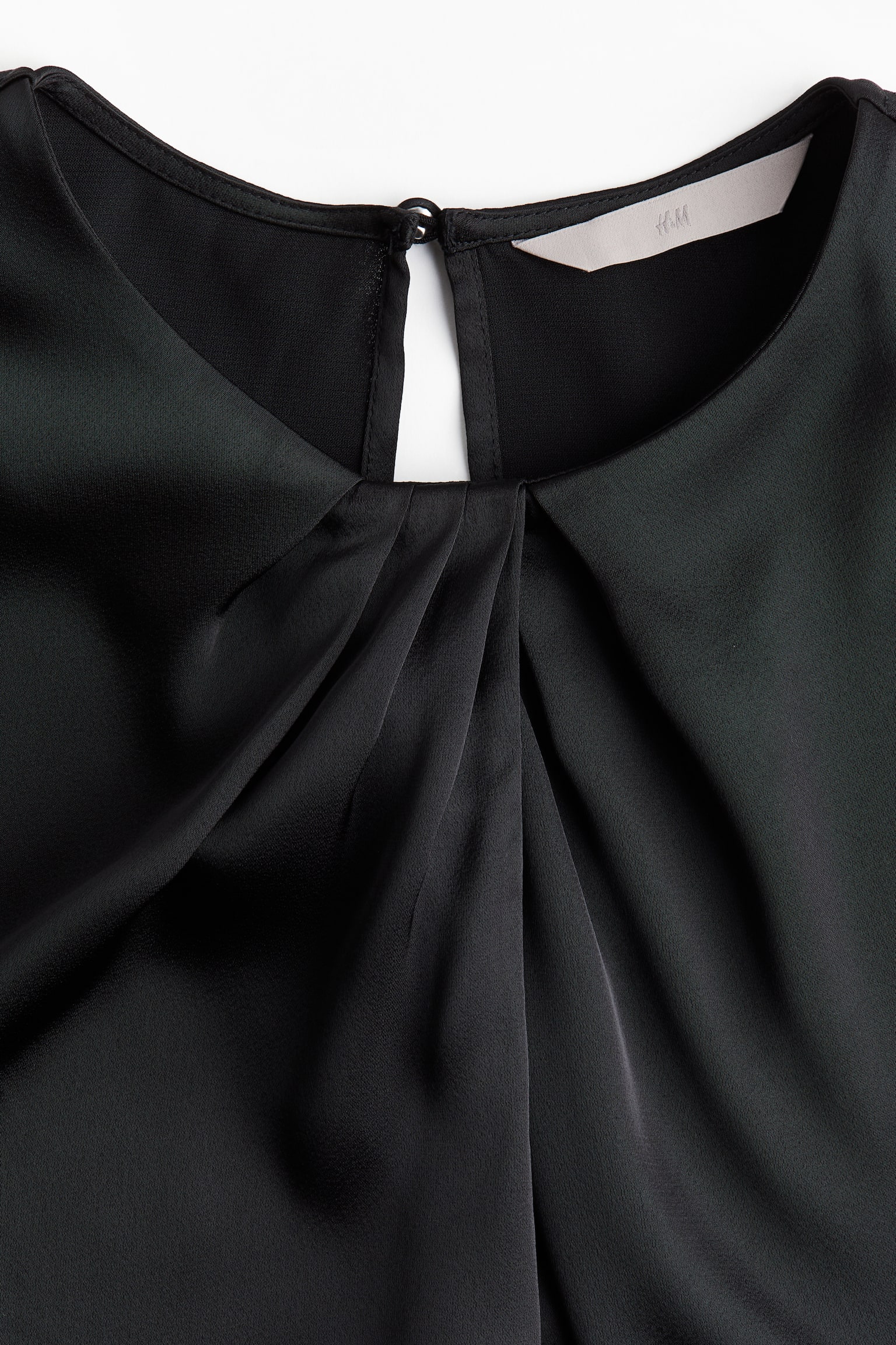 Pleat-detail satin blouse - Black/Cream - 5