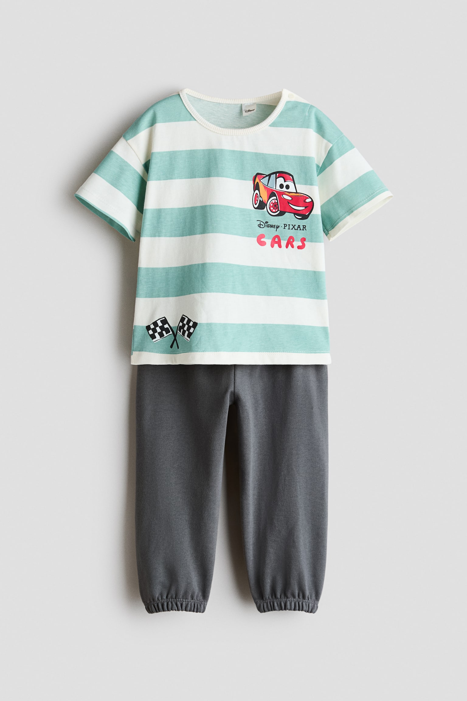 2-piece printed set - Turquoise/Cars