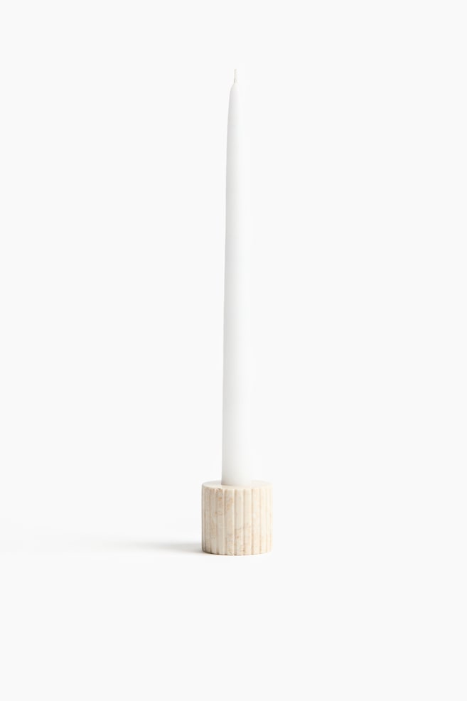 Small marble candlestick - Light beige/Marbled - 1