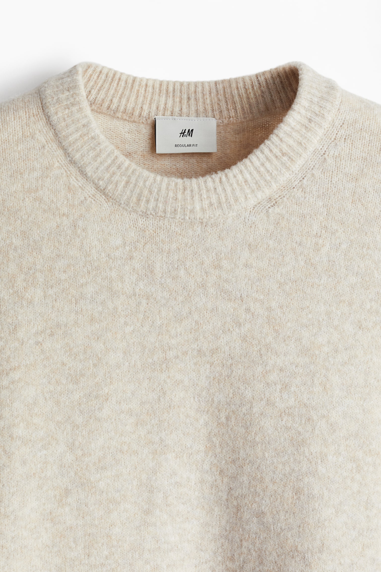 Regular Fit Fine-knit jumper - Light beige marl/Brown - 6