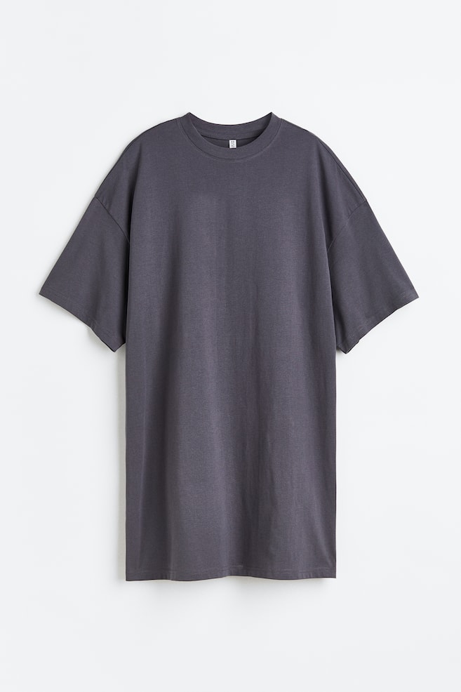 Oversized T-shirtkjole - Mørkegrå/Sort/Mørkegrå/Gammelrosameleret - 1
