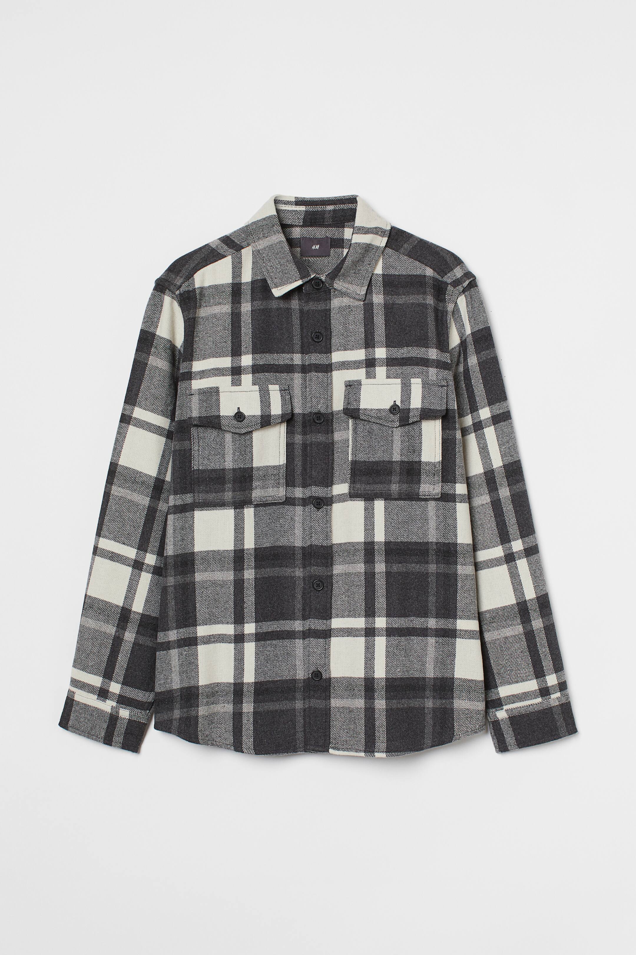 View larger image: Twill overshirt - Dark grey/White checked - Men | H&M 1