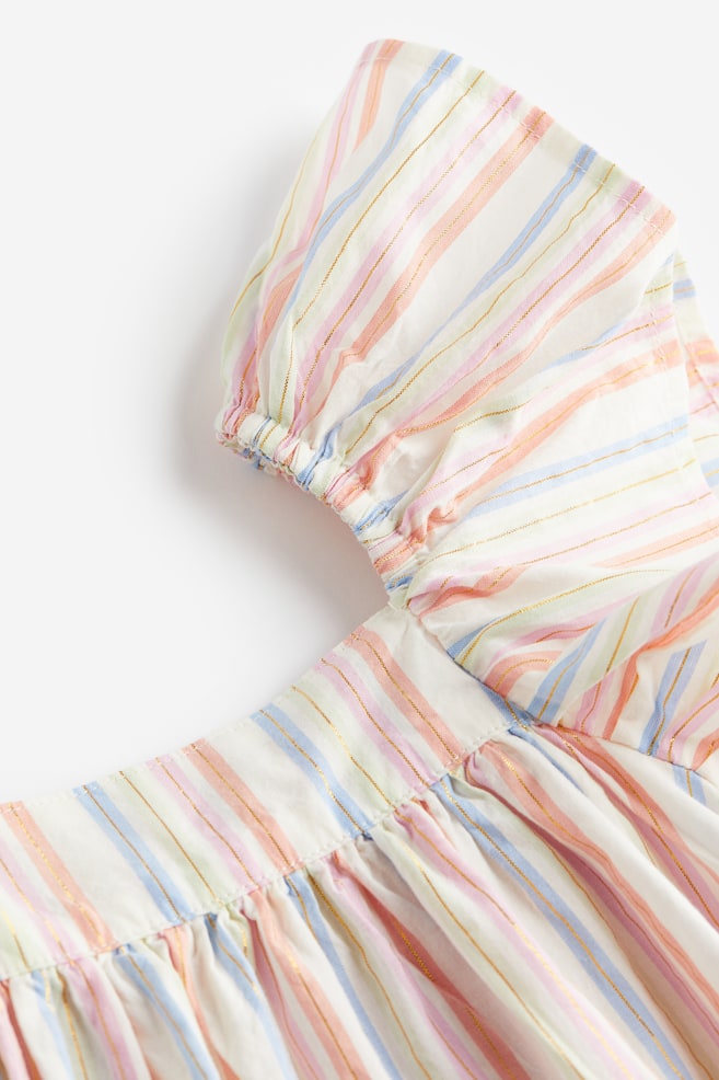 Mønstret kjole med sommerfugleærmer - Lys rosa/Stribet/Lysegrøn/Tropical/Sennepsgul/Ternet - 4