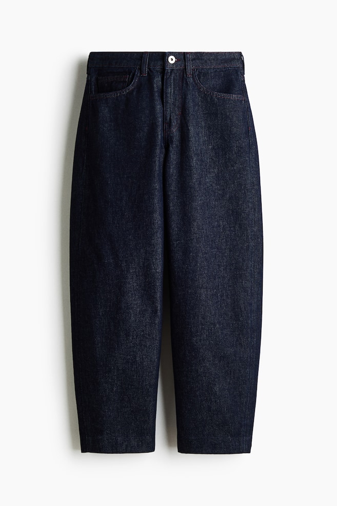 Barrel Leg Low Waist Ankle Jeans - Blu denim scuro/Crema - 1