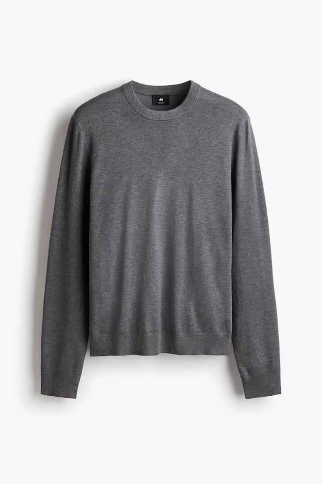 Pull Regular Fit en maille fine - Gris/Gris chiné/Beige/Violet prune foncé/Marron foncé - 1