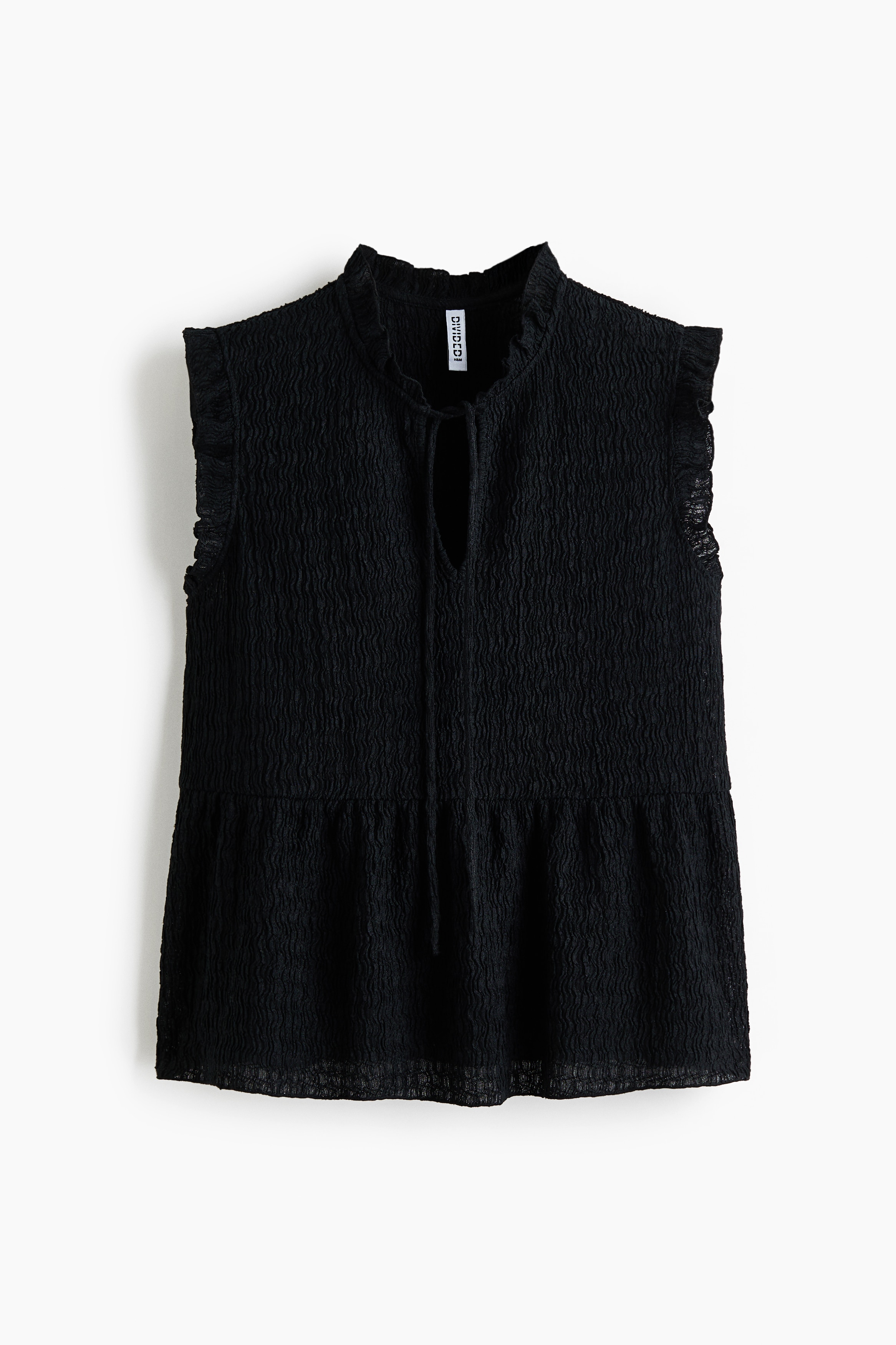 Top ruché avec détail à nouer - Noir/Crème