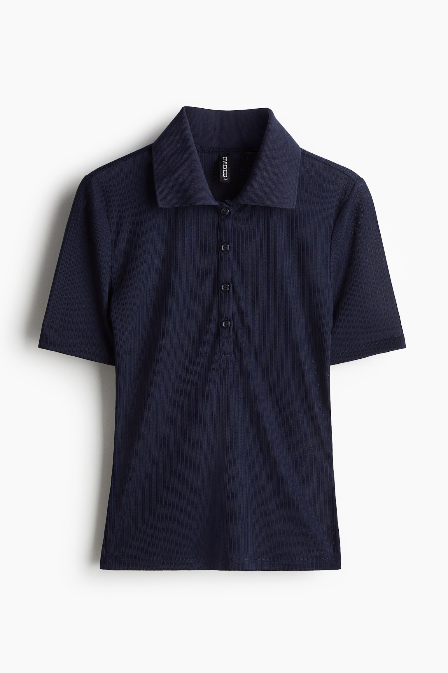 Ribbed polo shirt - Navy blue/Light blue/White/Black - 2