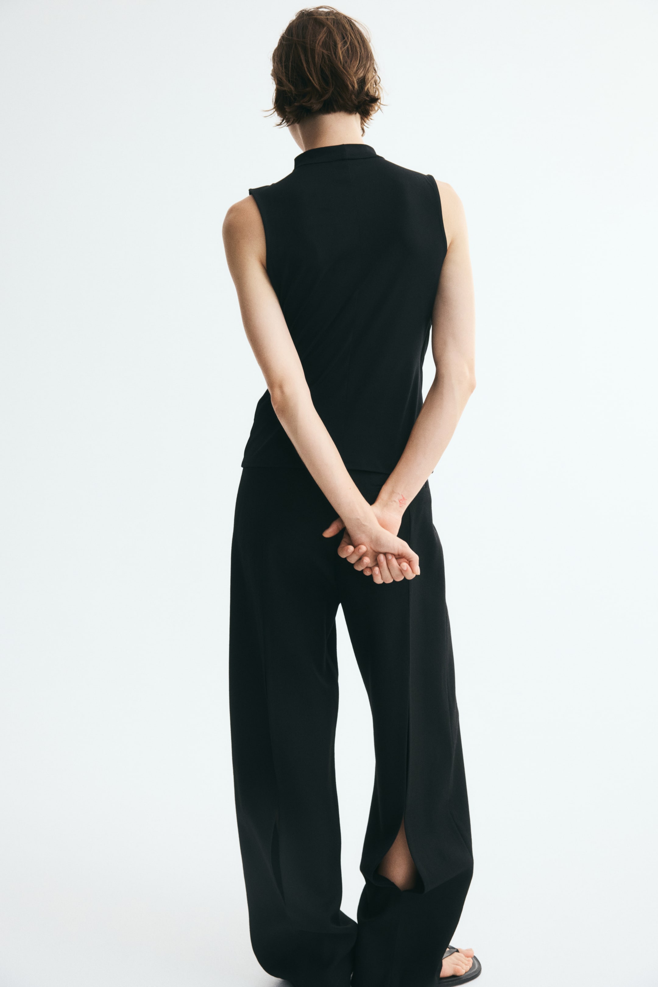 Draped Top with Stand-Up Collar