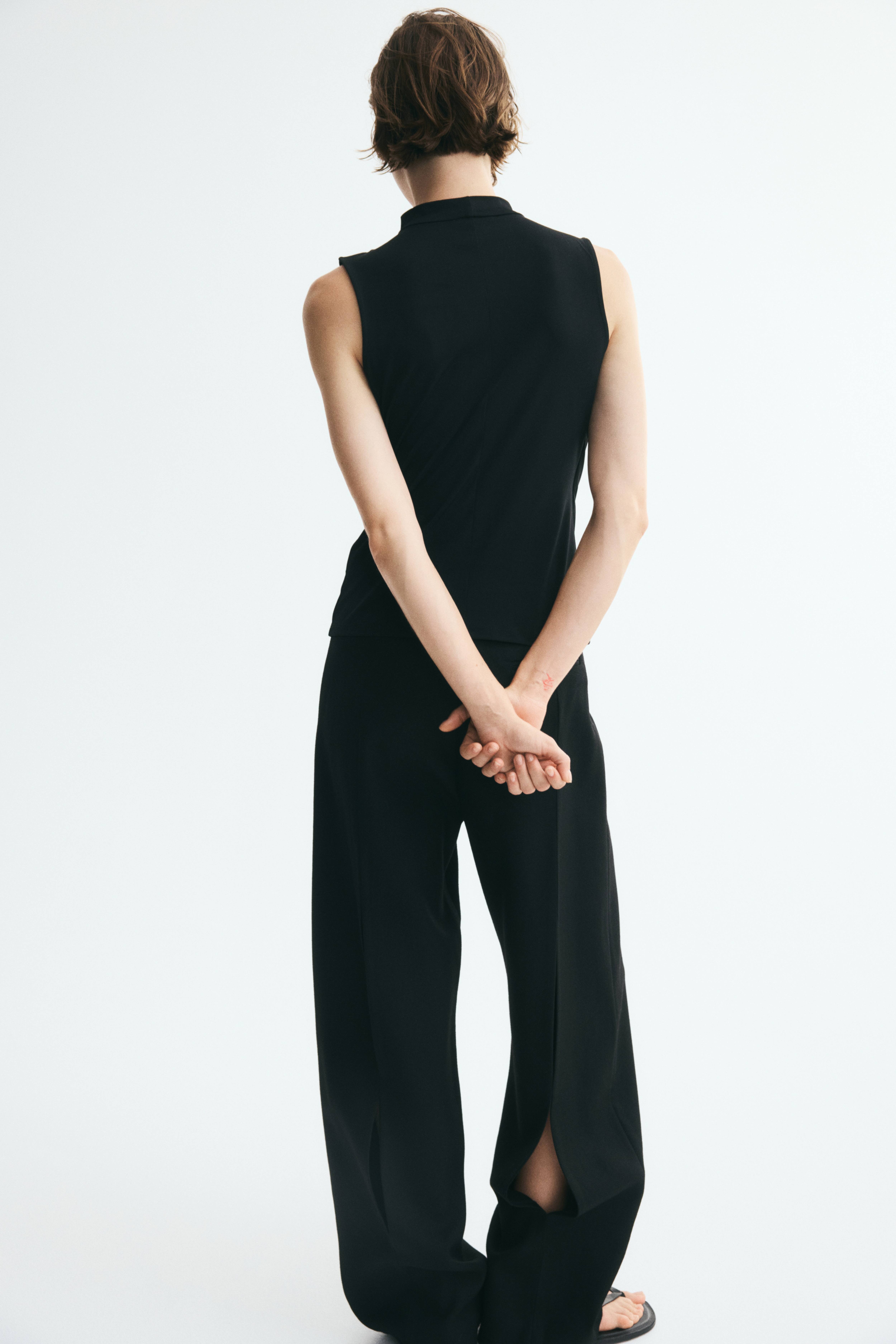 Draped Top with Stand-Up Collar