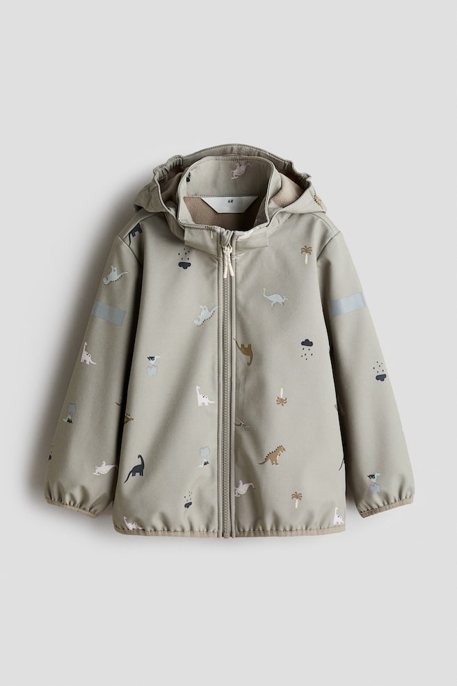 Water-resistant softshell jacket - Greige/Dinosaurs/Pink/Floral/Dusty blue/Dinosaurs/Light pink/Hearts - 1