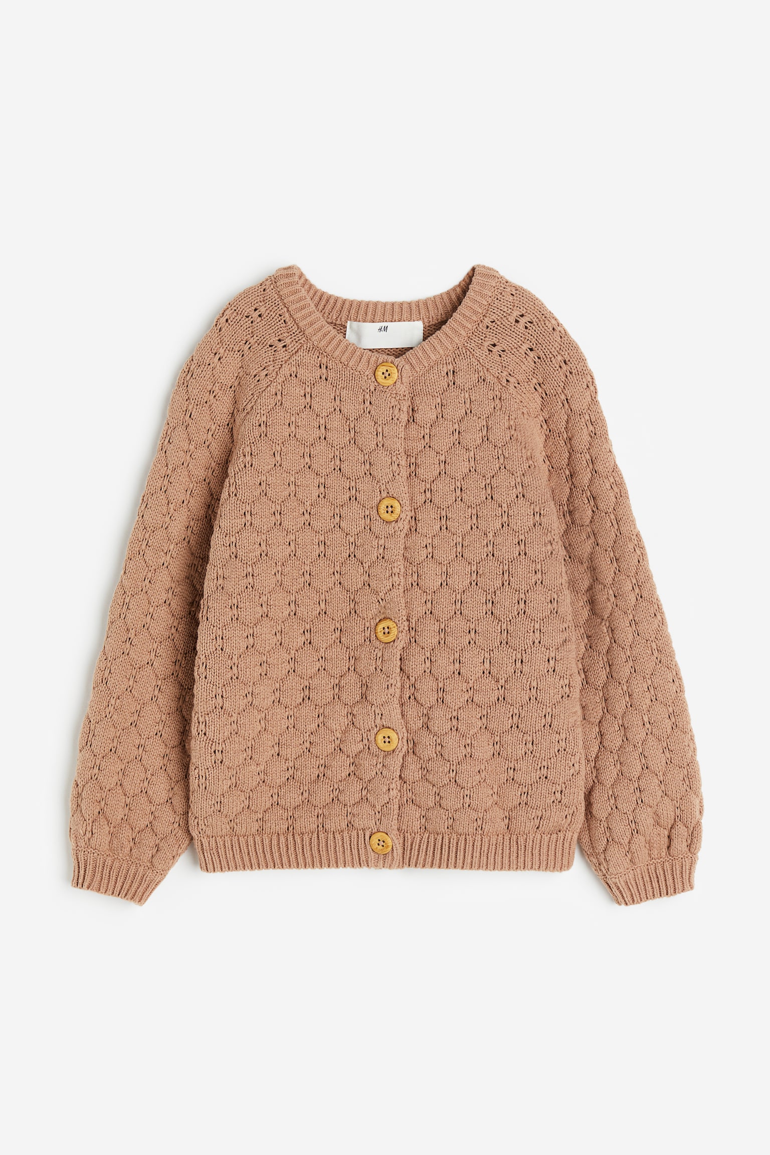 Textured Knit Cardigan - Dark beige/Cream - 1