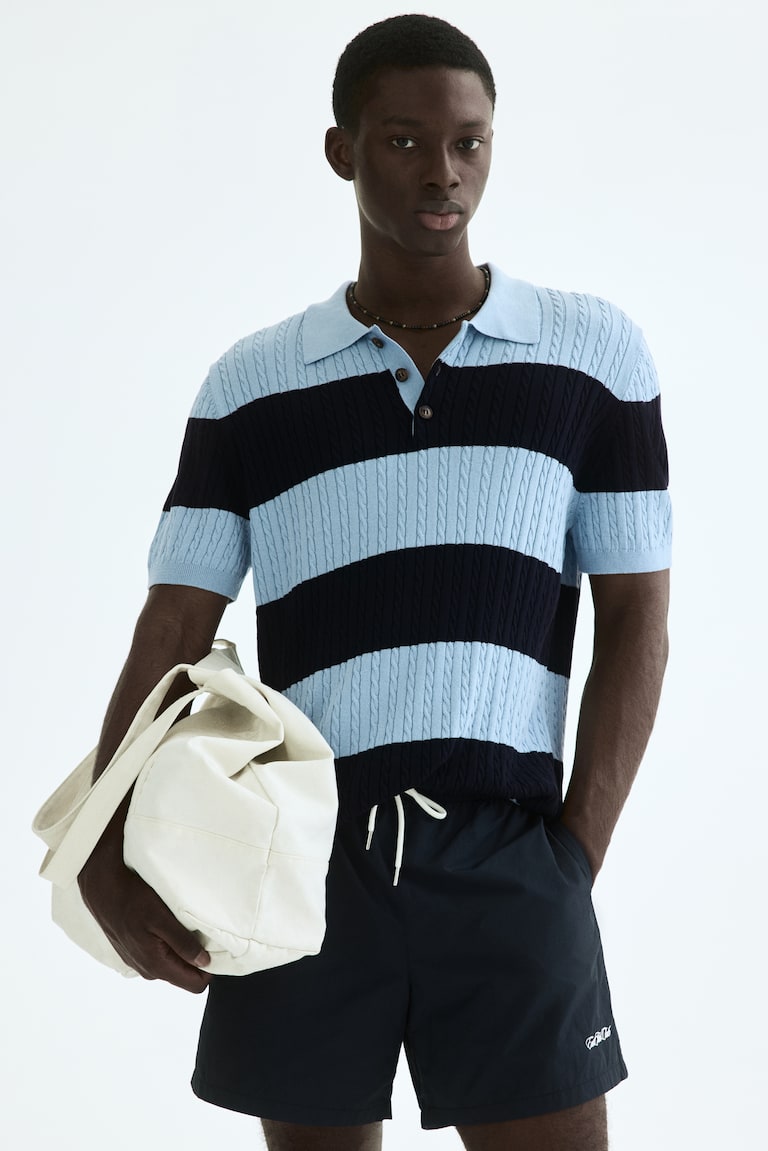 Polo majica sa ukrasnim pletenicama Regular Fit
