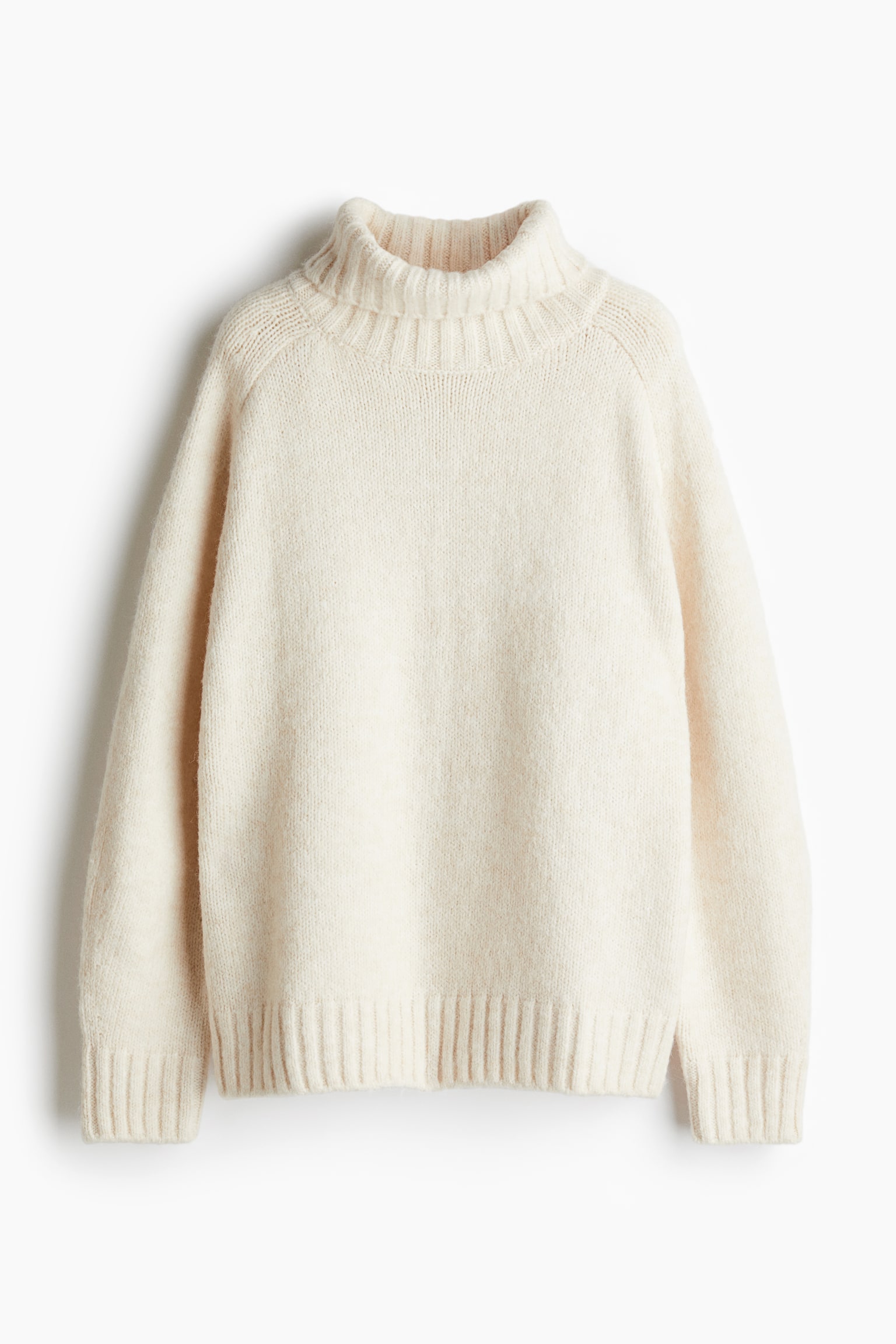 Oversized polo-neck jumper - Cream/Grey marl - 2