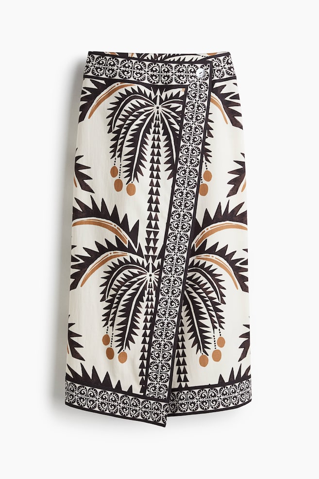 Printed wrap skirt - Cream/Palm tree - 1