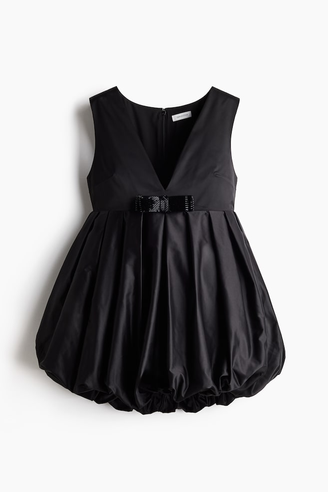 Bubble-hem mini dress - Black - 1