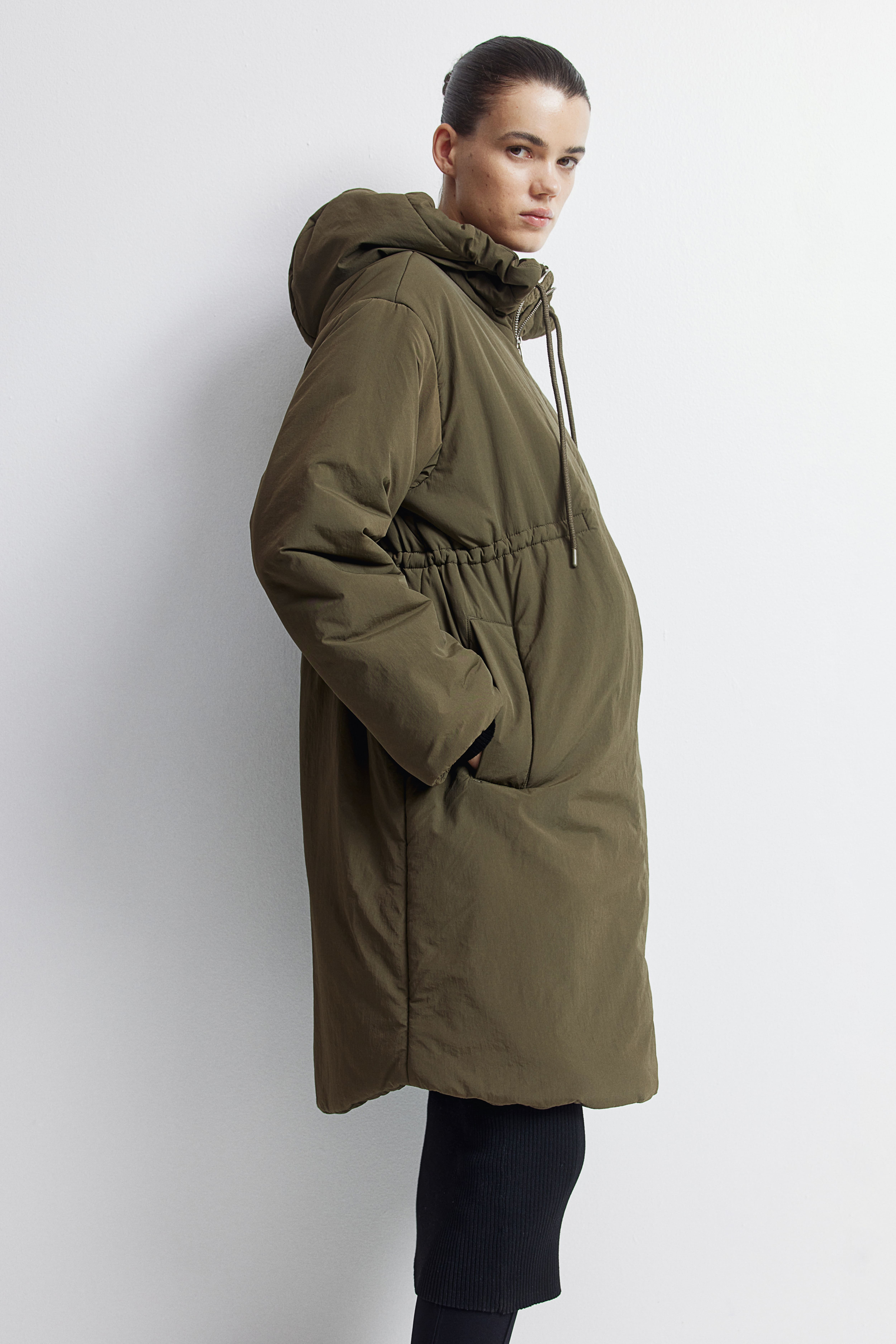 Khaki padded parka on sale