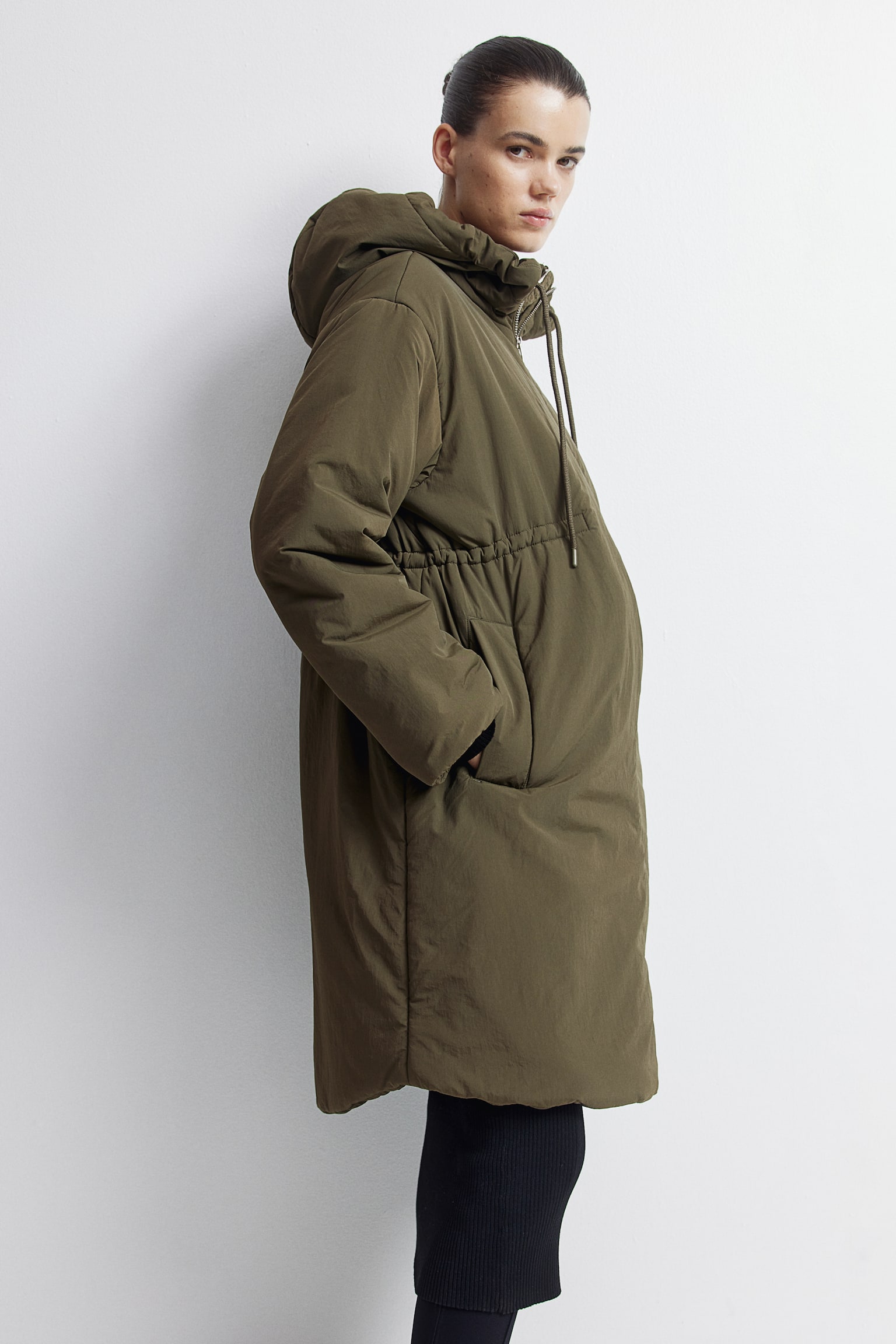 MAMA Padded parka - Dark khaki green/Black - 1