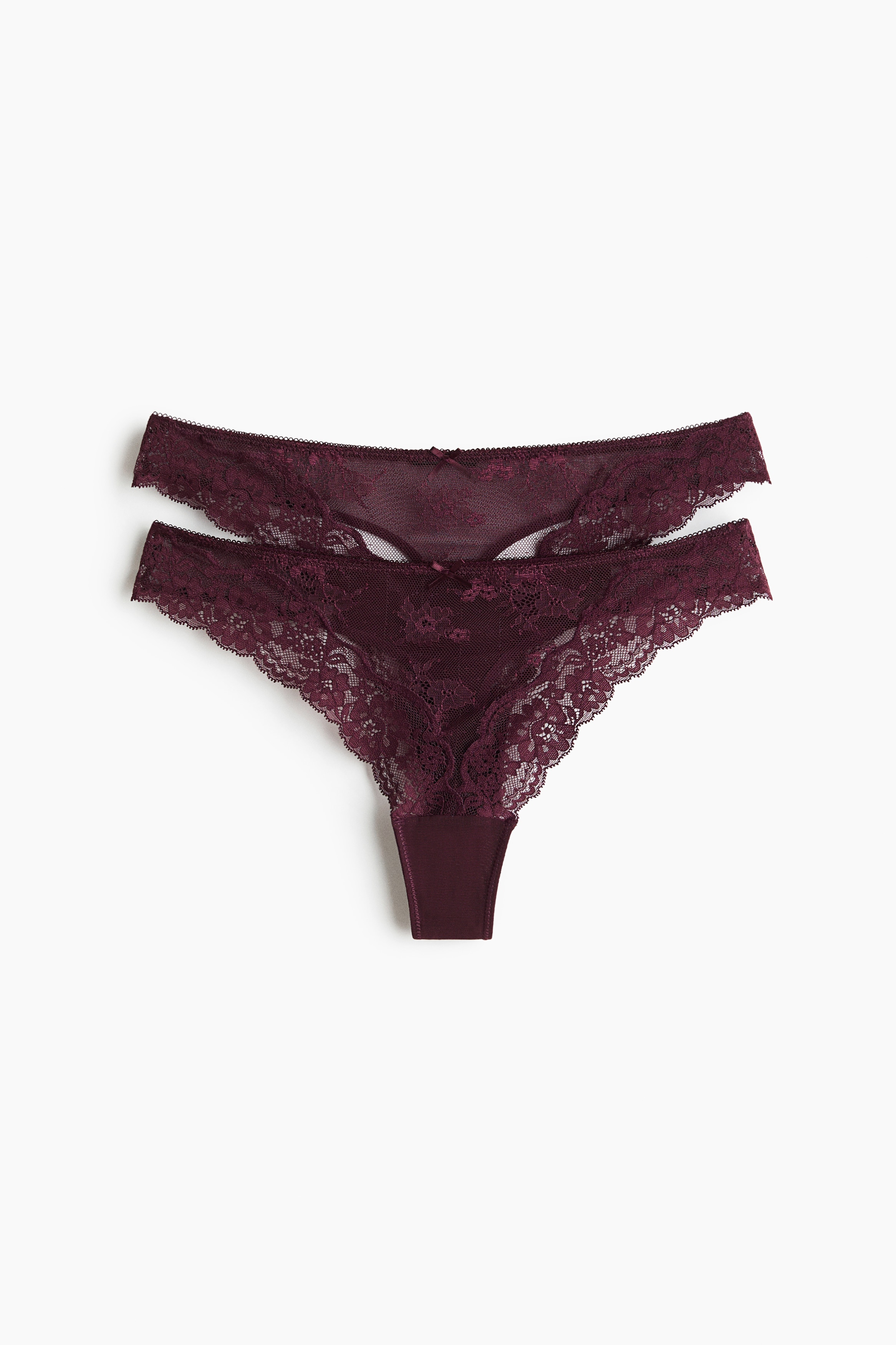 Set van 2 kanten slips - Thong - Bordeauxrood/Ivoorwit/Lichtroze