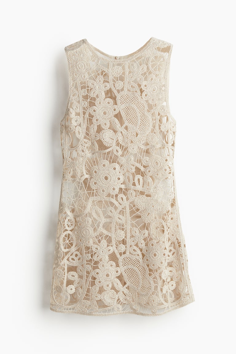 crochet dress h and m Women's Light beige Crochet-look Beach Dress